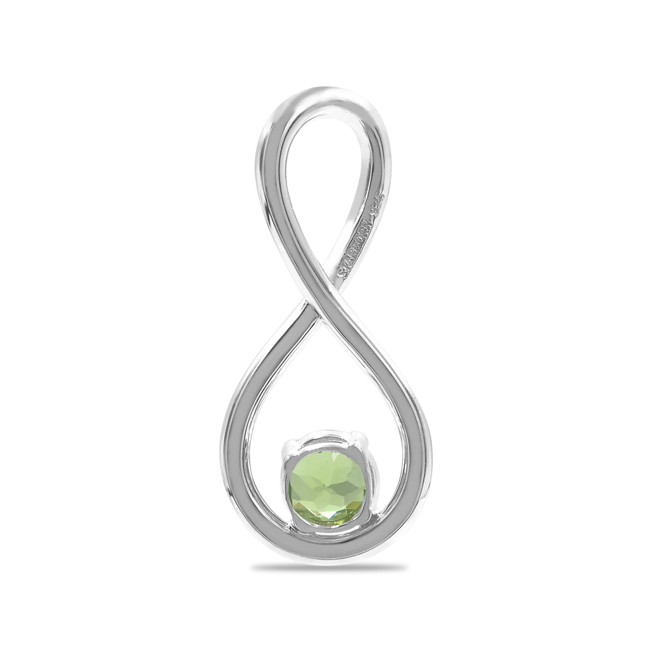 Starborn Faceted Peridot Infinity Pendant in Fine Sterling Silver