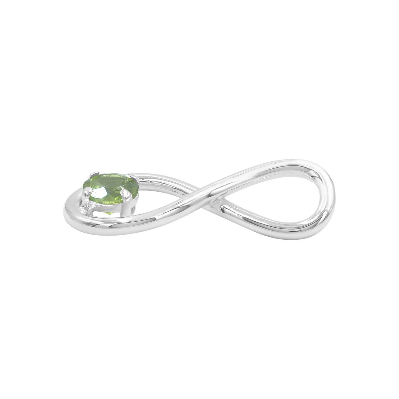Starborn Faceted Peridot Infinity Pendant in Fine Sterling Silver
