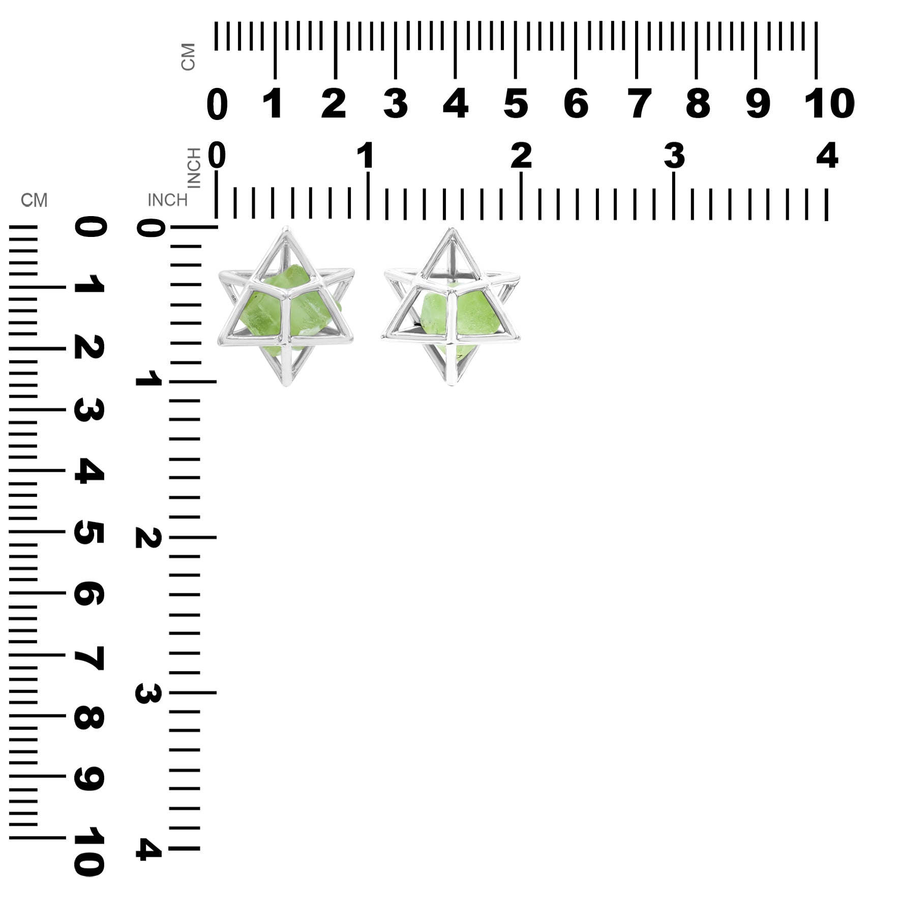 Starborn Natural Raw Peridot in Merkabah Sterling Silver Cage Pendant and Chain