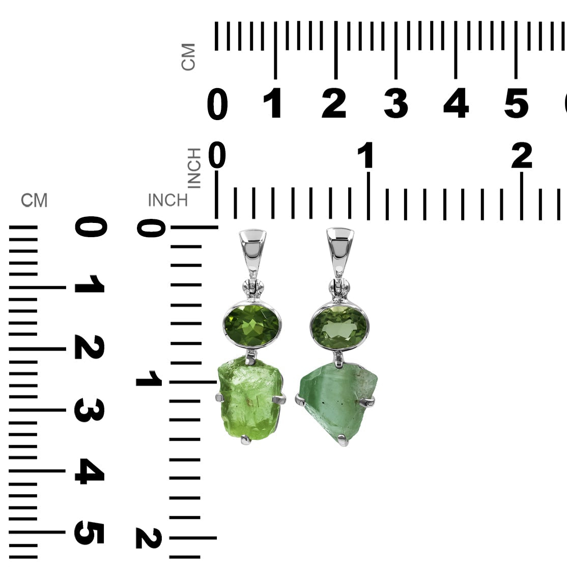 Starborn Peridot Gemstone & Rough Dangle Pendant in Sterling Silver