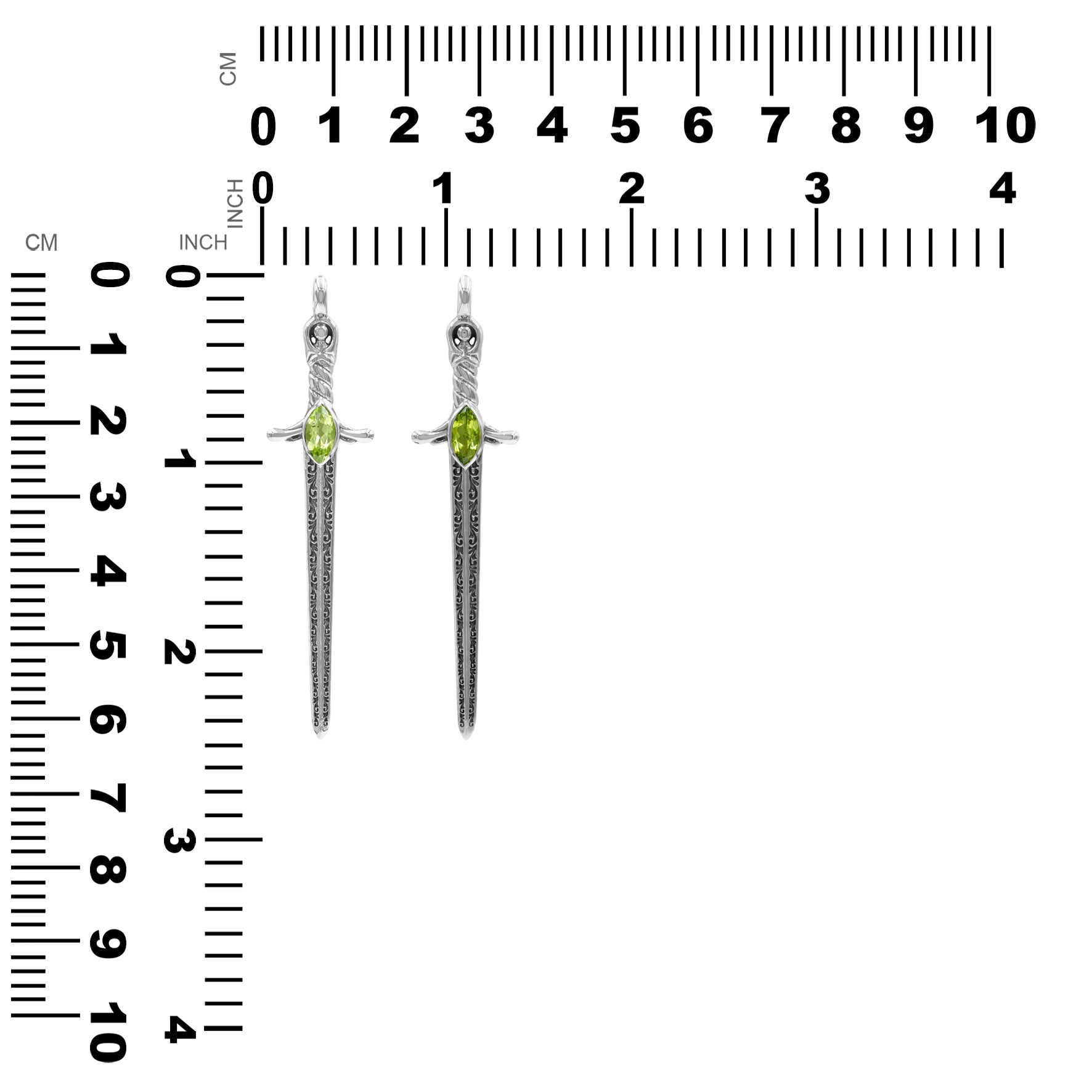 Starborn Peridot Sword Pendant in Sterling Silver