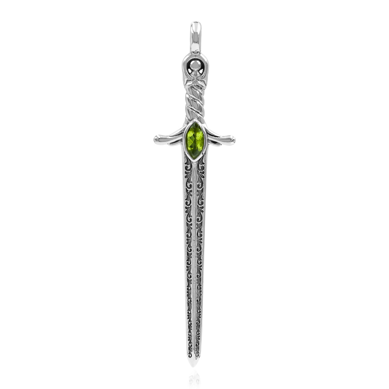 Starborn Peridot Sword Pendant in Sterling Silver