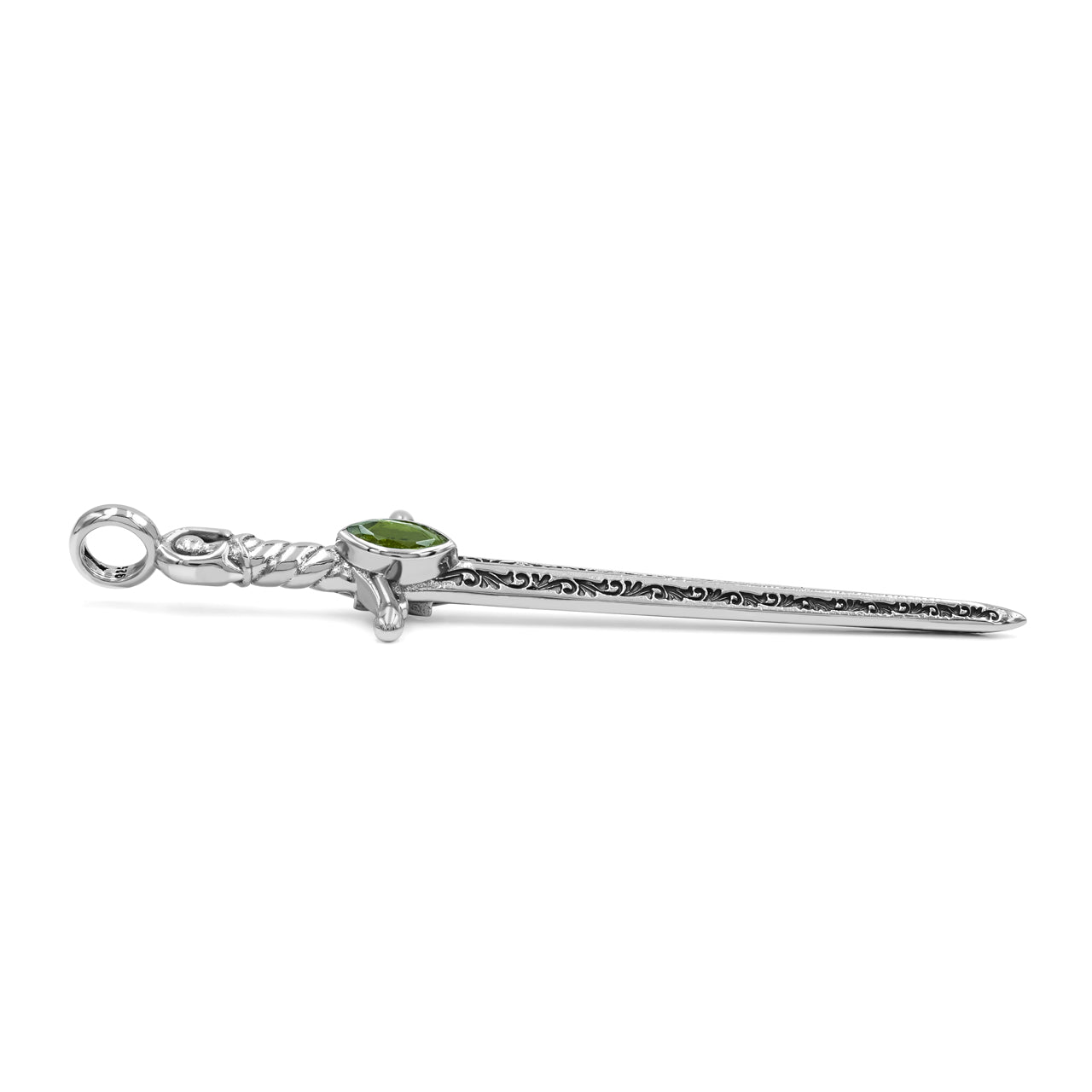 Starborn Peridot Sword Pendant in Sterling Silver