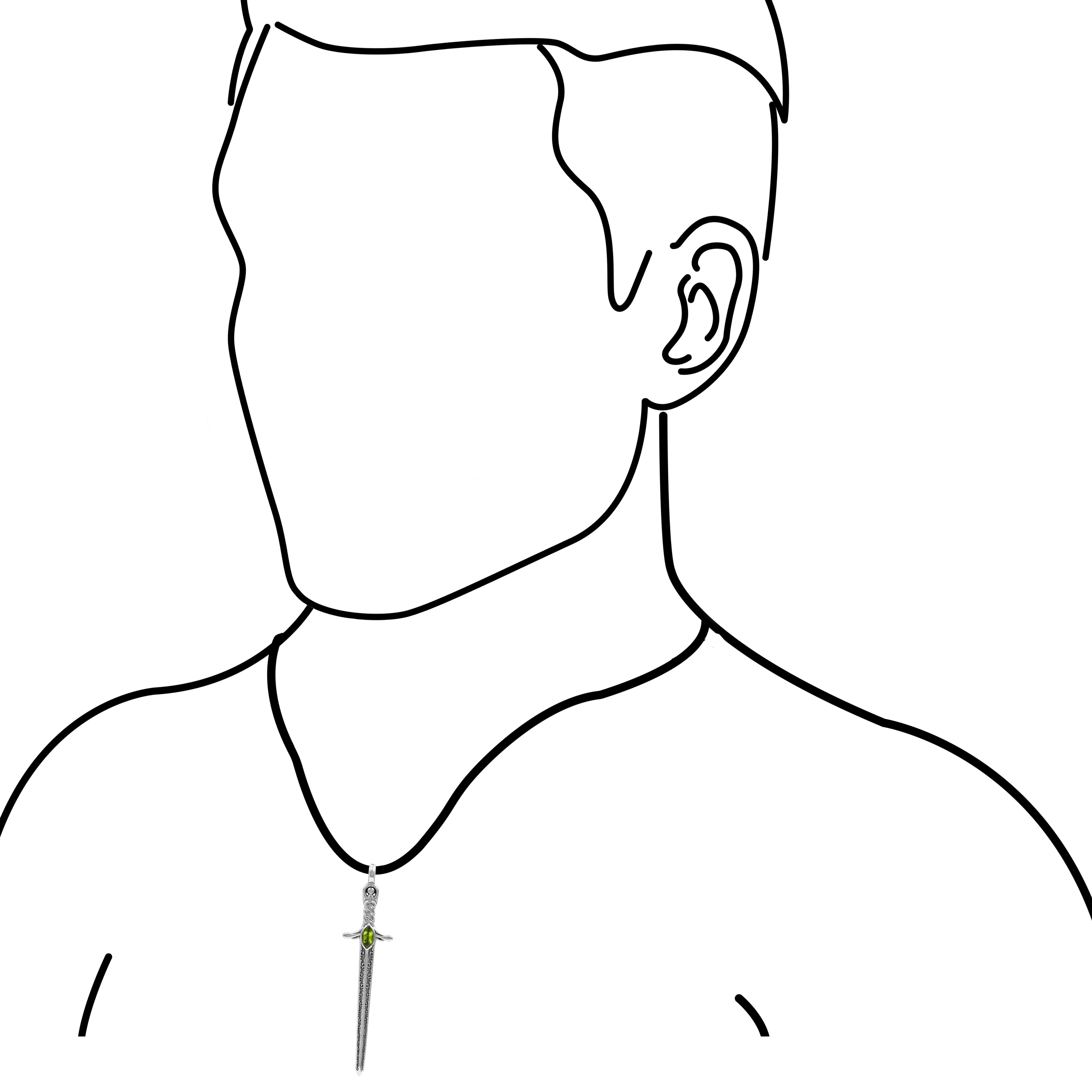 Starborn Peridot Sword Pendant in Sterling Silver