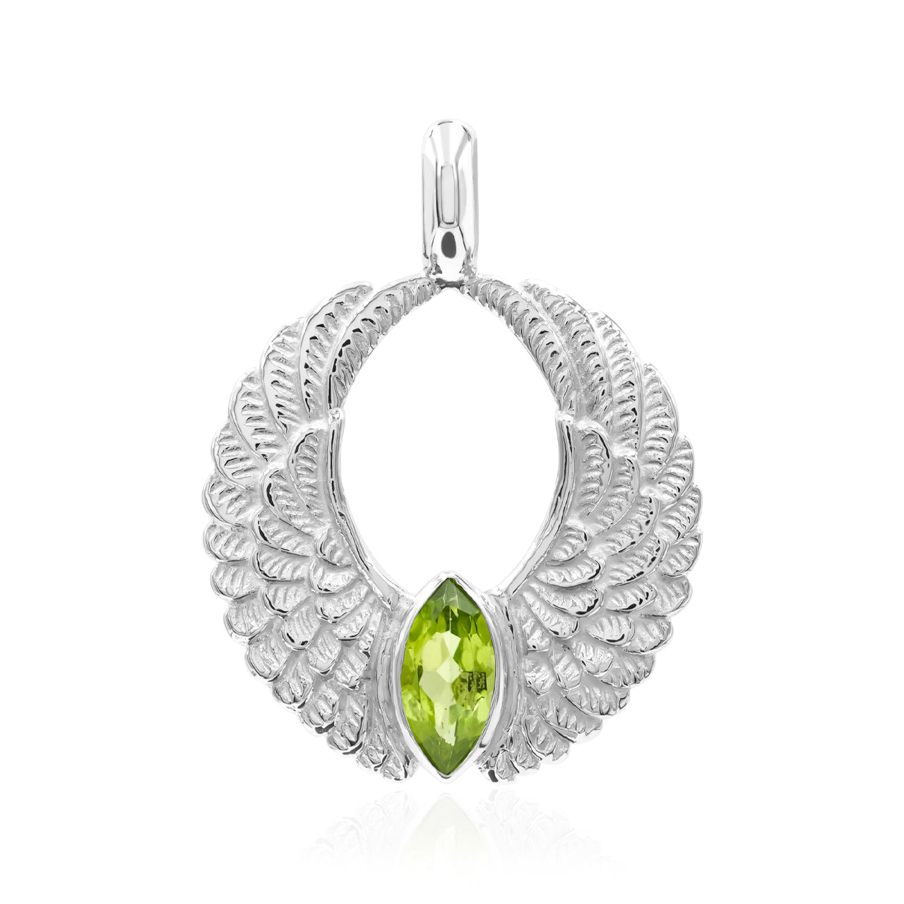 Starborn Angel Wings Pendant with Marquise Gemstone in Sterling Silver