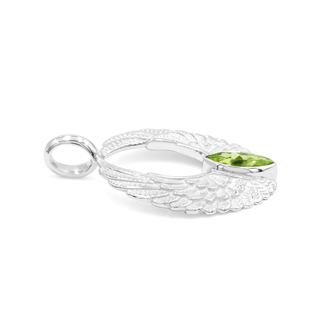 Starborn Angel Wings Pendant with Marquise Peridot in Sterling Silver