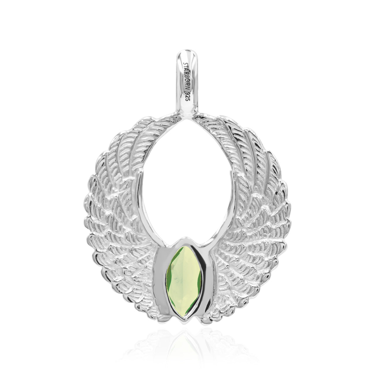 Starborn Angel Wings Pendant with Marquise Gemstone in Sterling Silver