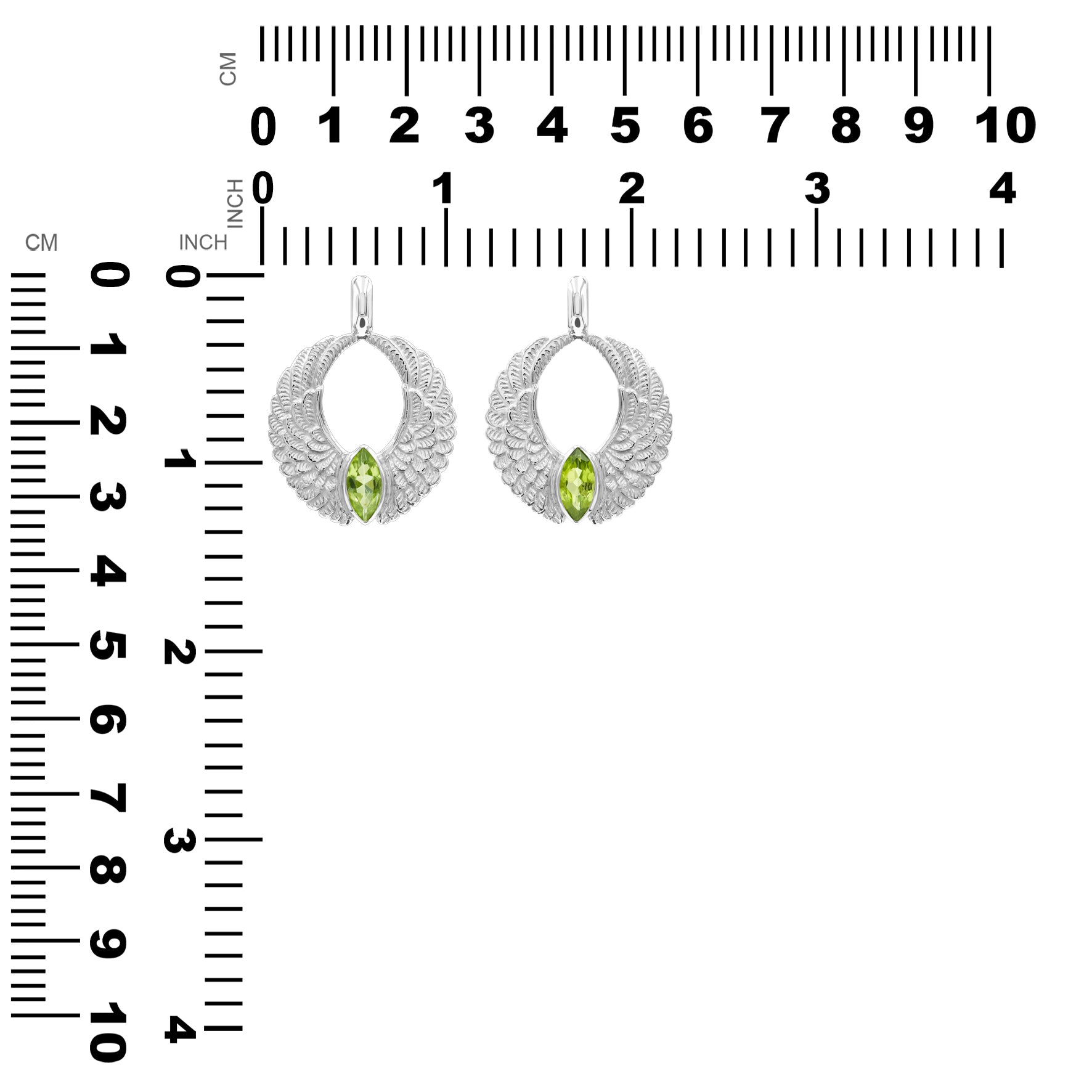 Starborn Angel Wings Pendant with Marquise Peridot in Sterling Silver