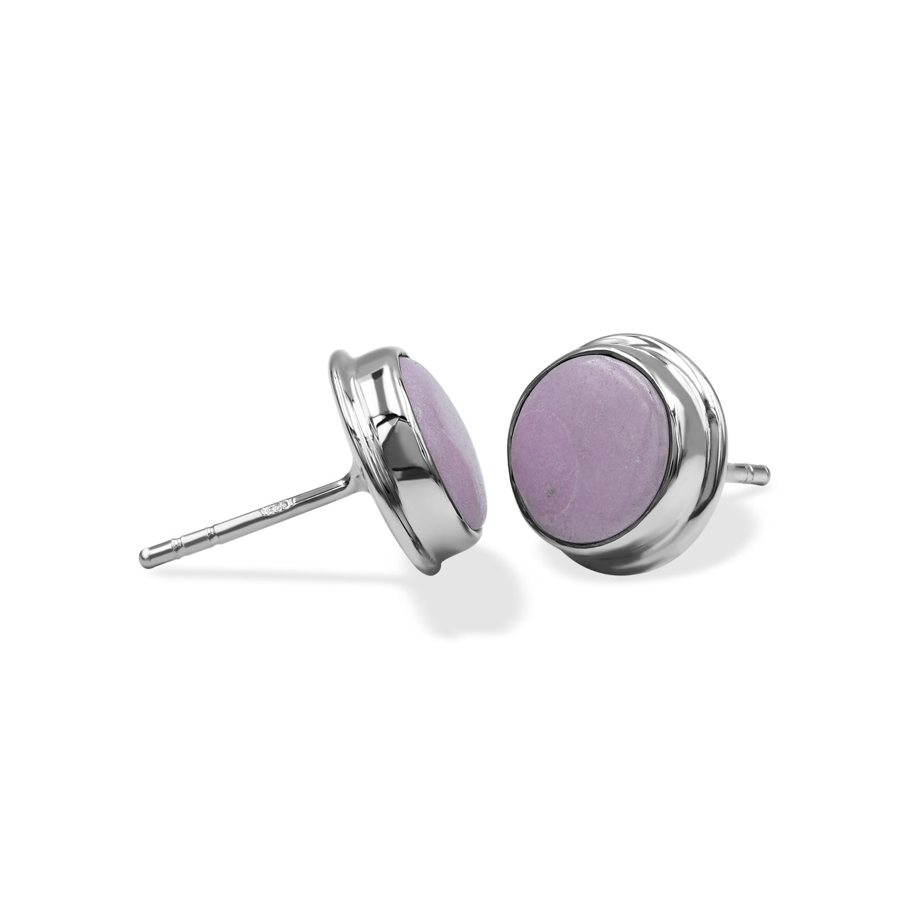 Starborn Gemstone Round 8mm Double Bezel Set Post Earrings in Sterling Silver