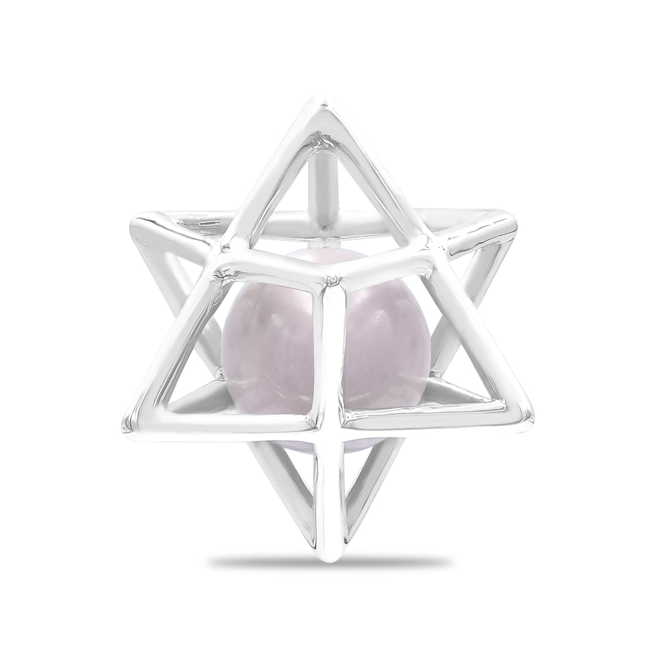 Starborn Merkabah Sterling Silver Cage Pendant and Chain with Gemstone Sphere