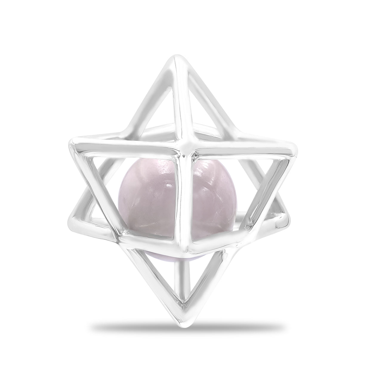 Starborn Merkabah Sterling Silver Cage Pendant and Chain with Gemstone Sphere