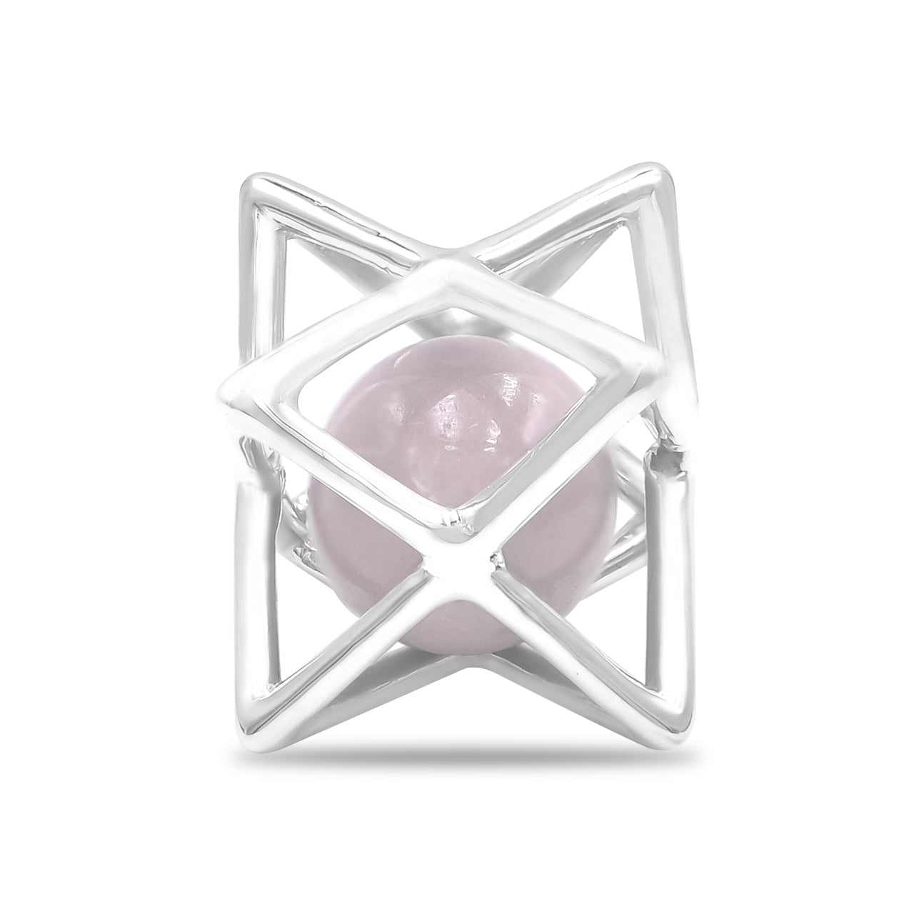 Starborn Merkabah Sterling Silver Cage Pendant and Chain with Gemstone Sphere