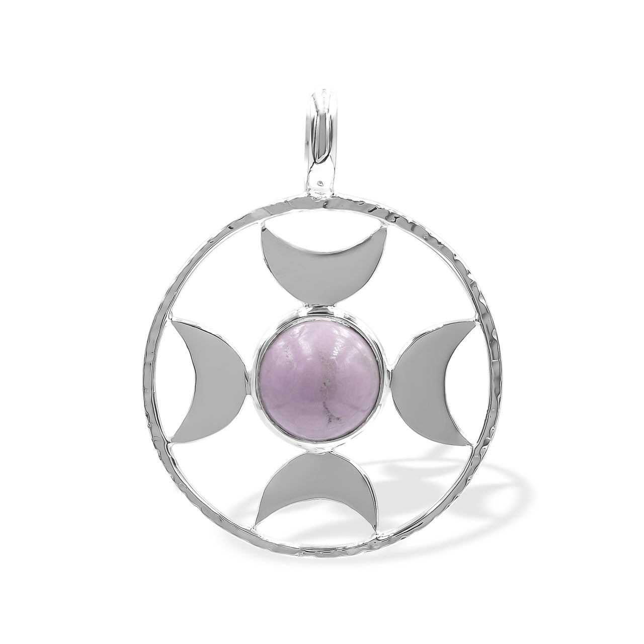 Starborn Phosphosiderite Sphere Directional Crescent Moon Pendant in Sterling Silver