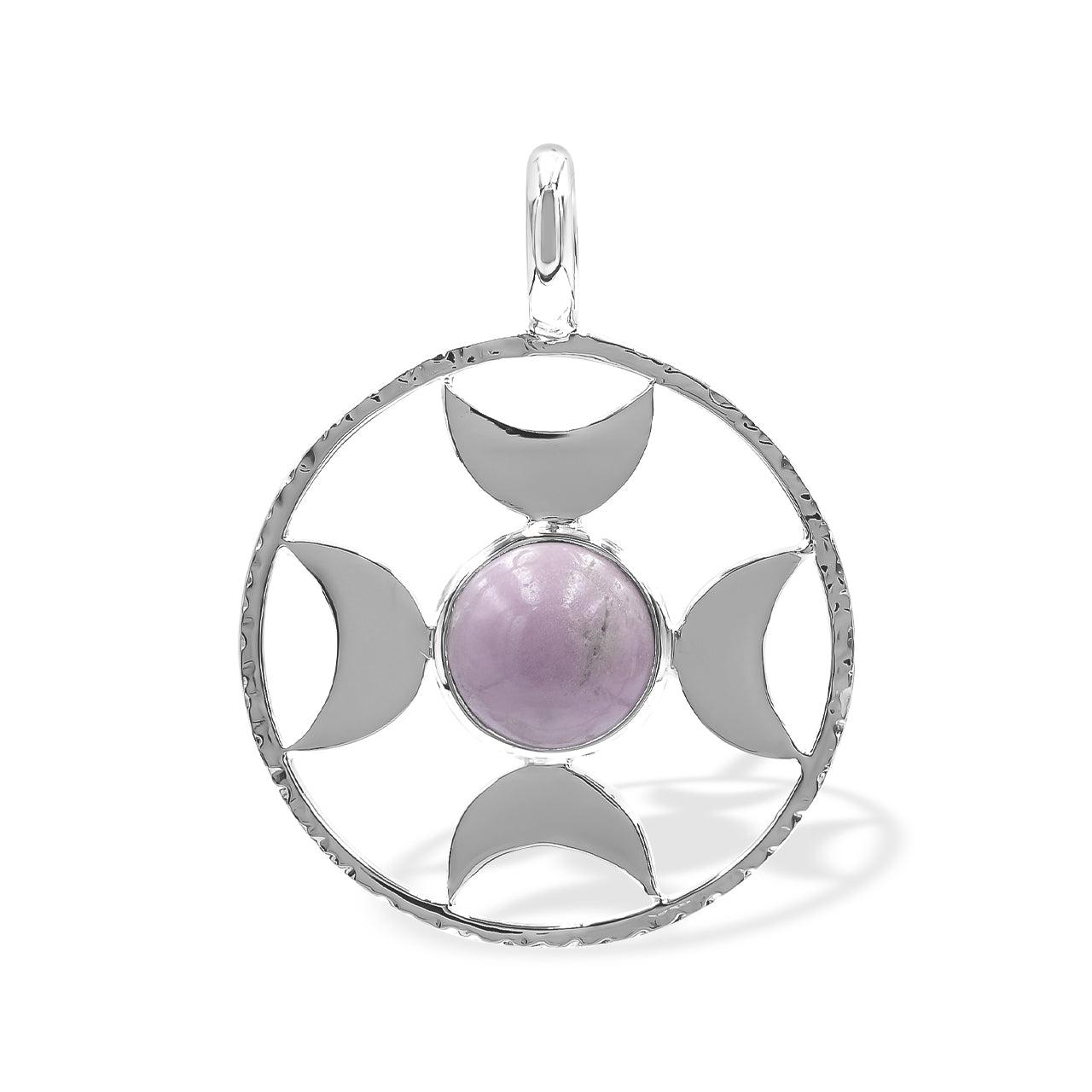 Starborn Phosphosiderite Sphere Directional Crescent Moon Pendant in Sterling Silver