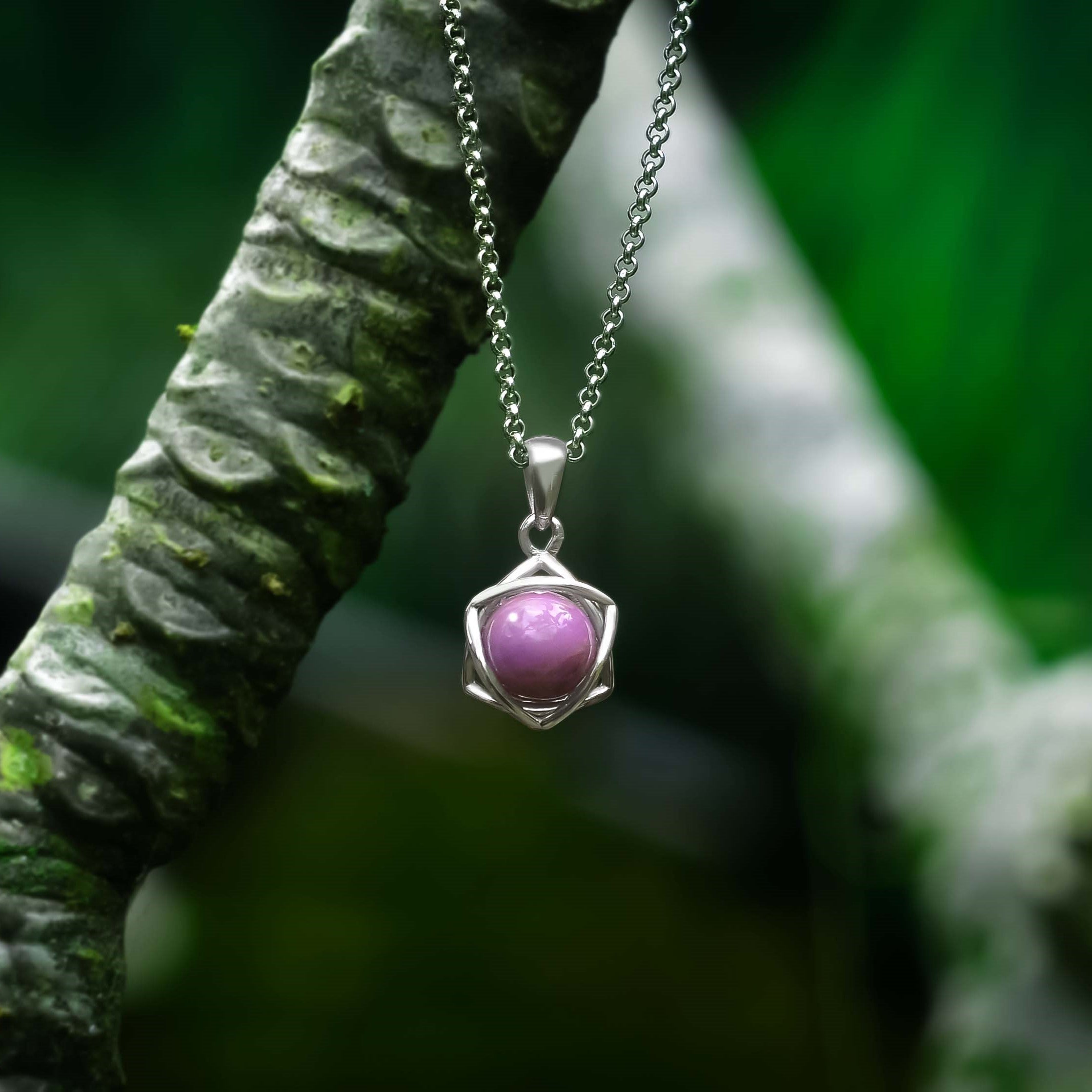 Starborn Phosphosiderite Sphere 6-Point Star Pendant in Sterling Silver