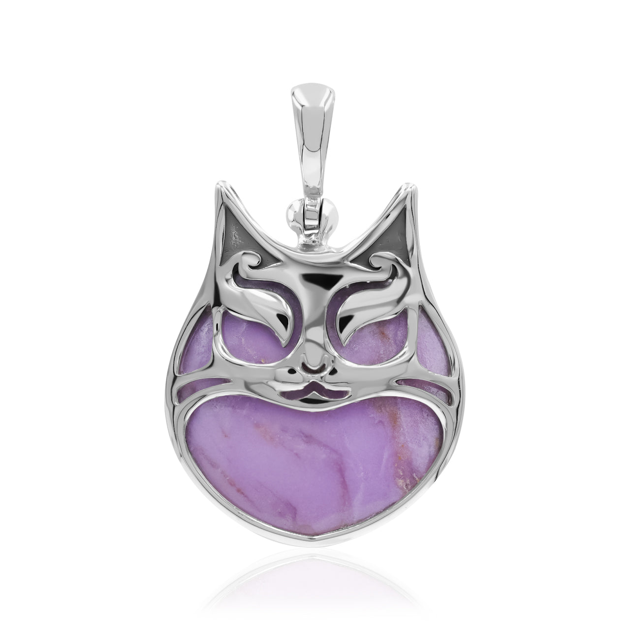 Starborn Gemstones within Cat Mask Pendant in Sterling Silver
