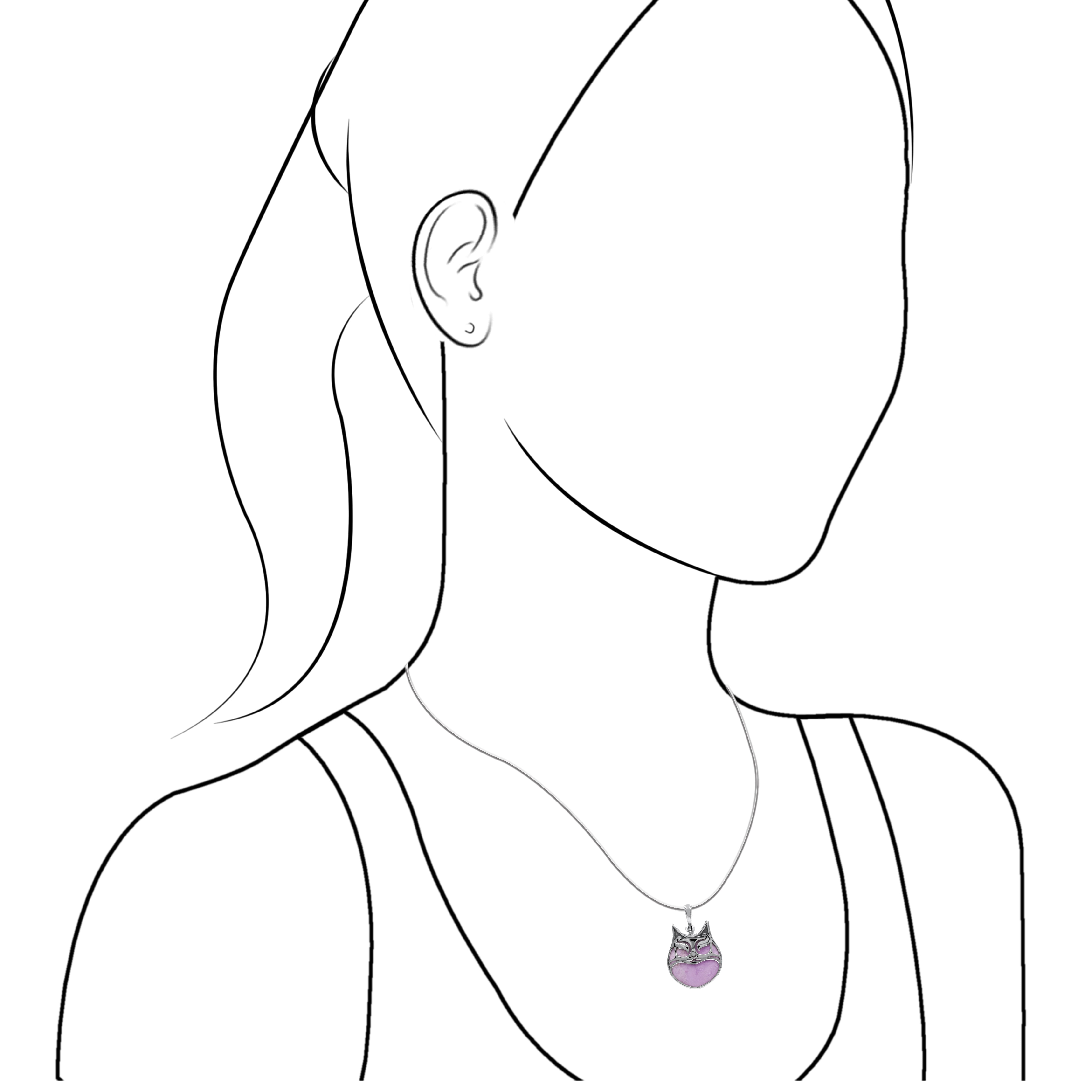 Starborn Gemstones within Cat Mask Pendant in Sterling Silver