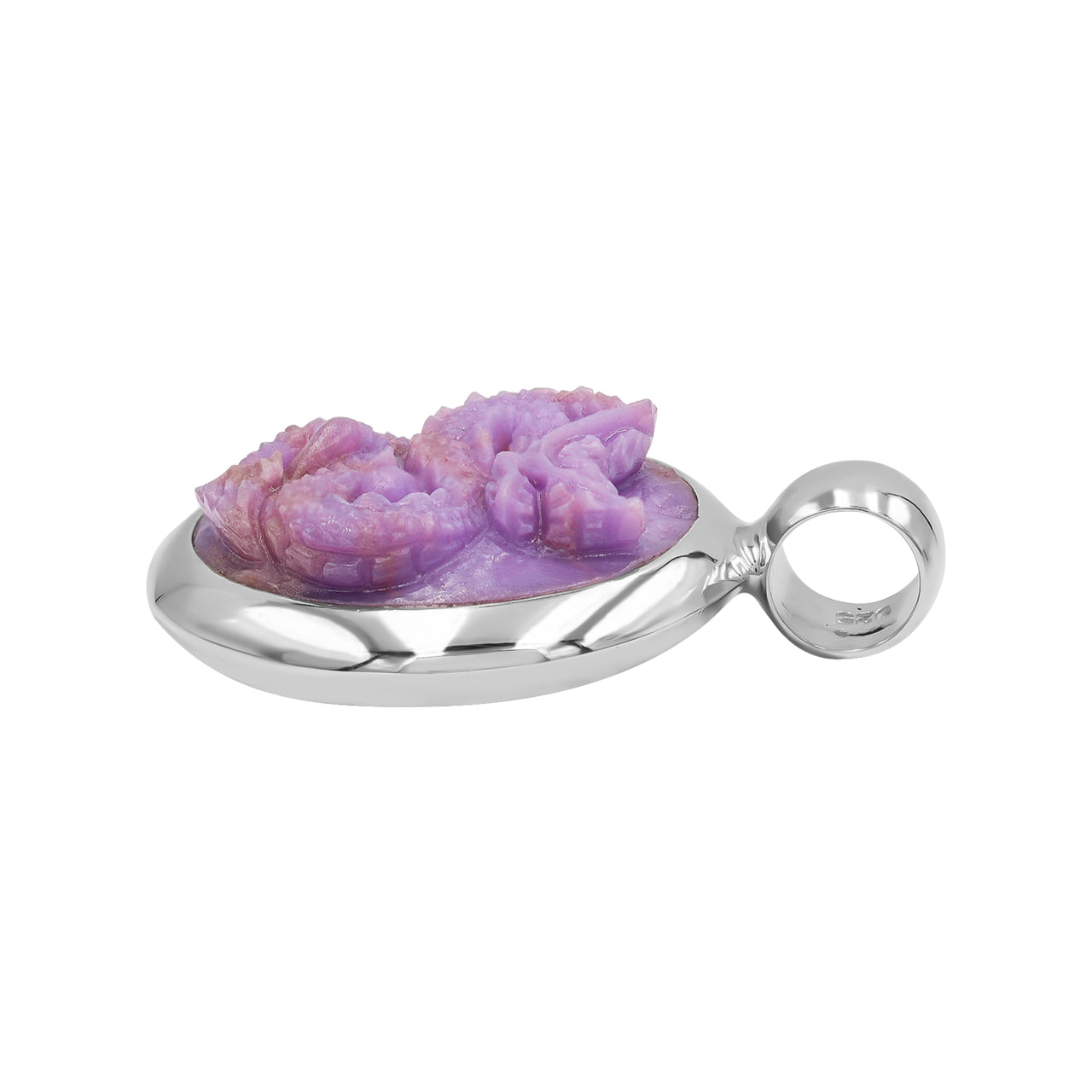 Phosphosiderite Carved Dragon Medallion Style Pendant