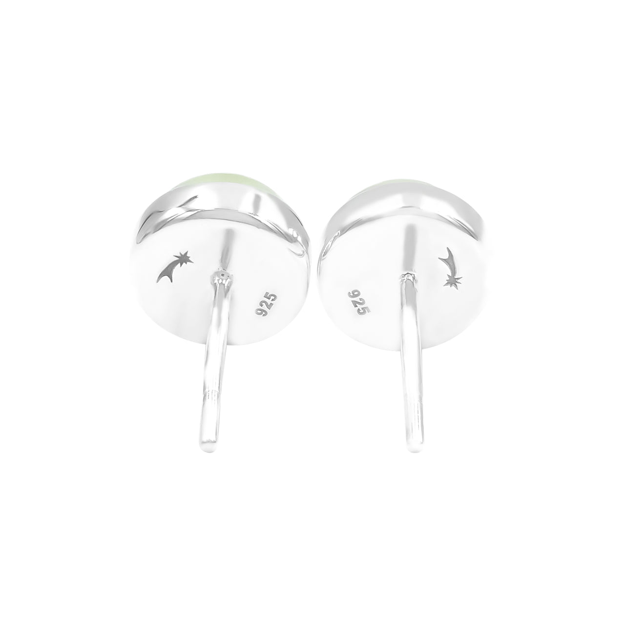 Aretes con poste redondo de prehnita Starborn en plata de ley