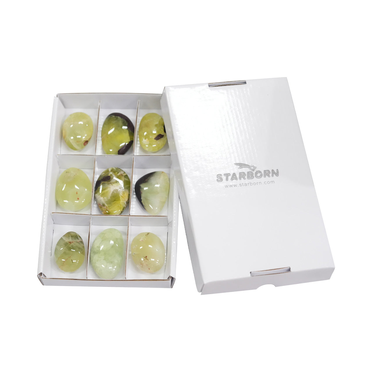 Starborn Prehnite Freeform Palm Stone Flat 350g - 9 pcs