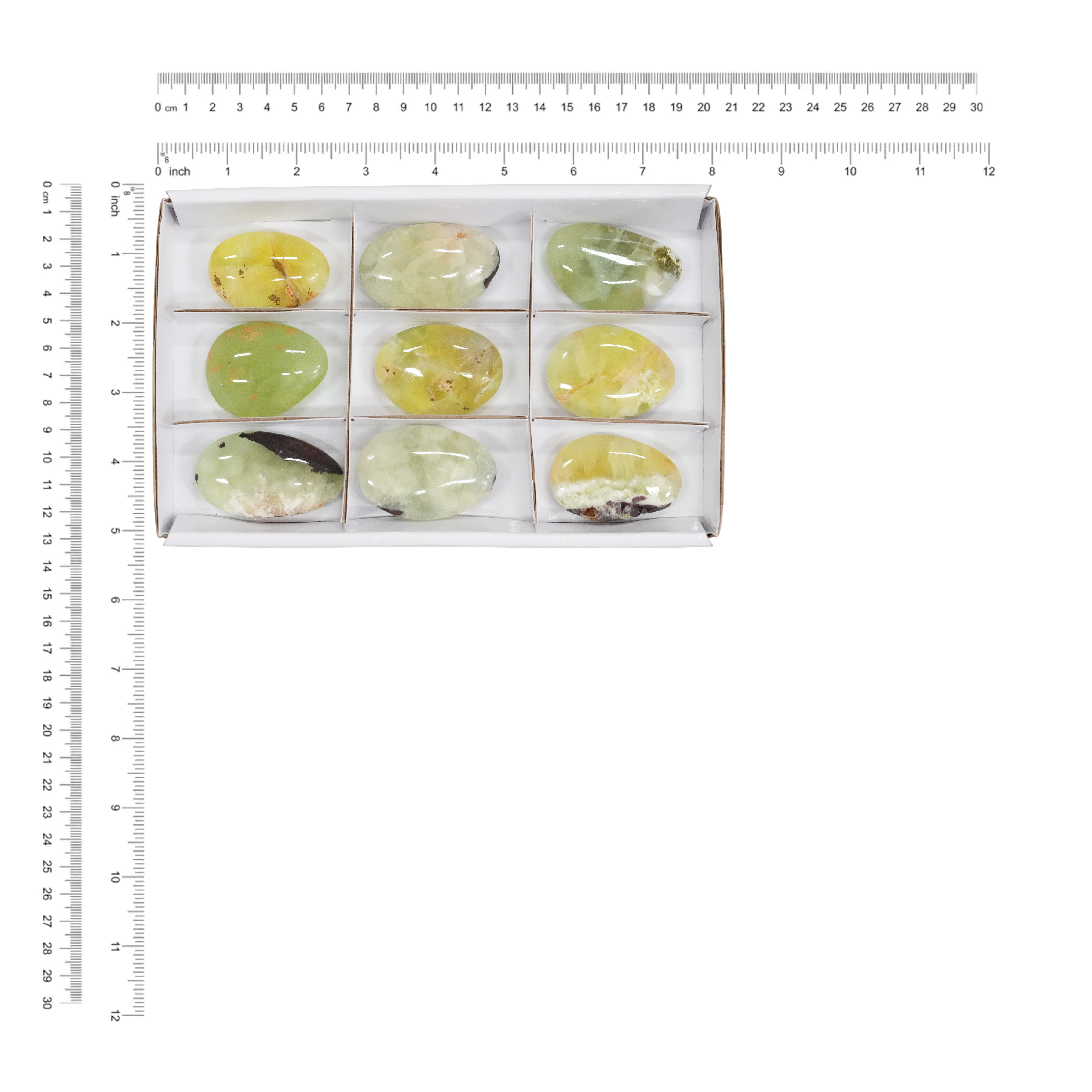 Starborn Prehnite Freeform Palm Stone Flat 350g - 9 pcs