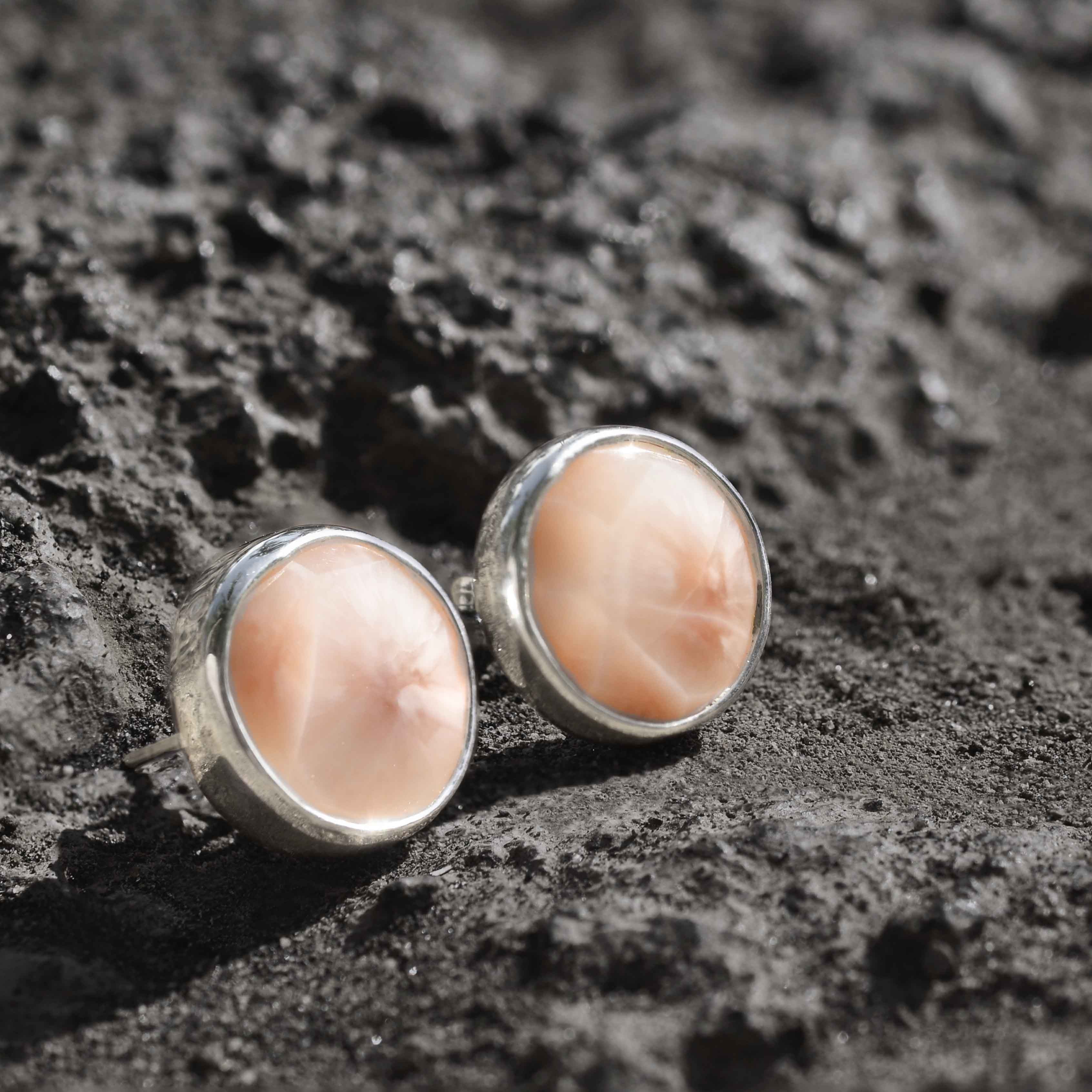 Starborn Pink Natrolite Post Earrings in Sterling Silver