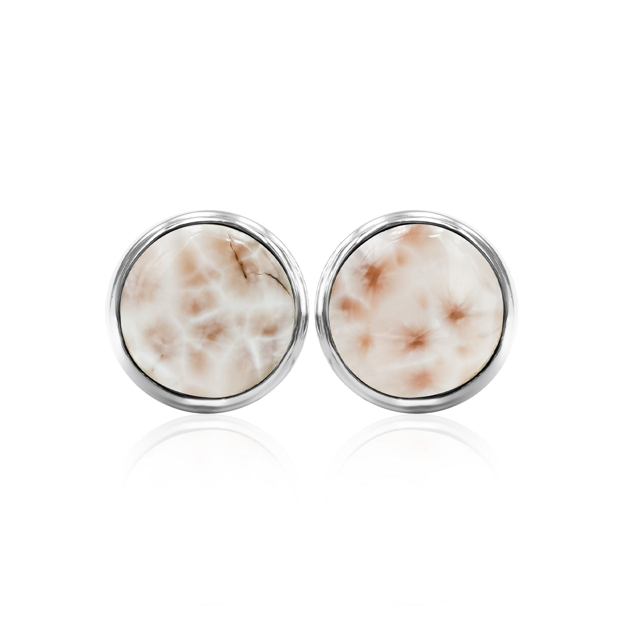 Aretes con forma de poste redondos de 12 mm con doble bisel de Starborn Gemstones en plata de ley