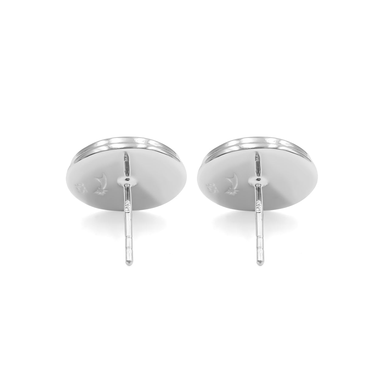 Starborn Pink Natrolite Round Cabochon Double Bezel Post Earrings in Sterling Silver