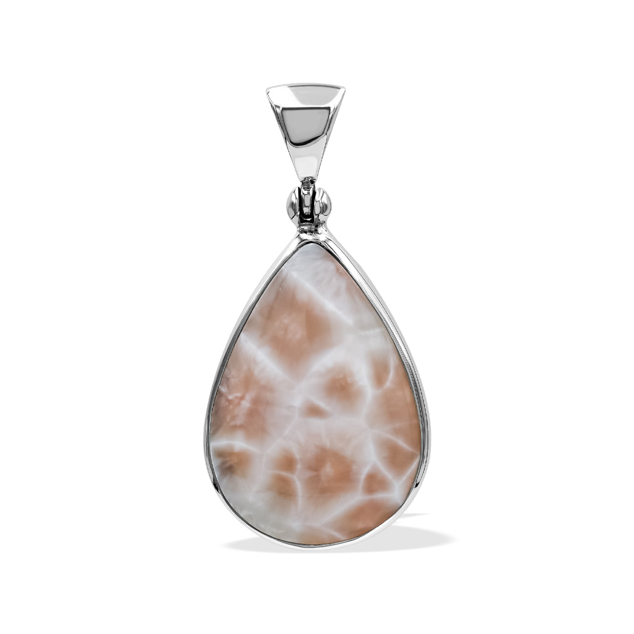 Starborn Pink Natrolite Pear Shaped Pendant in Sterling Silver