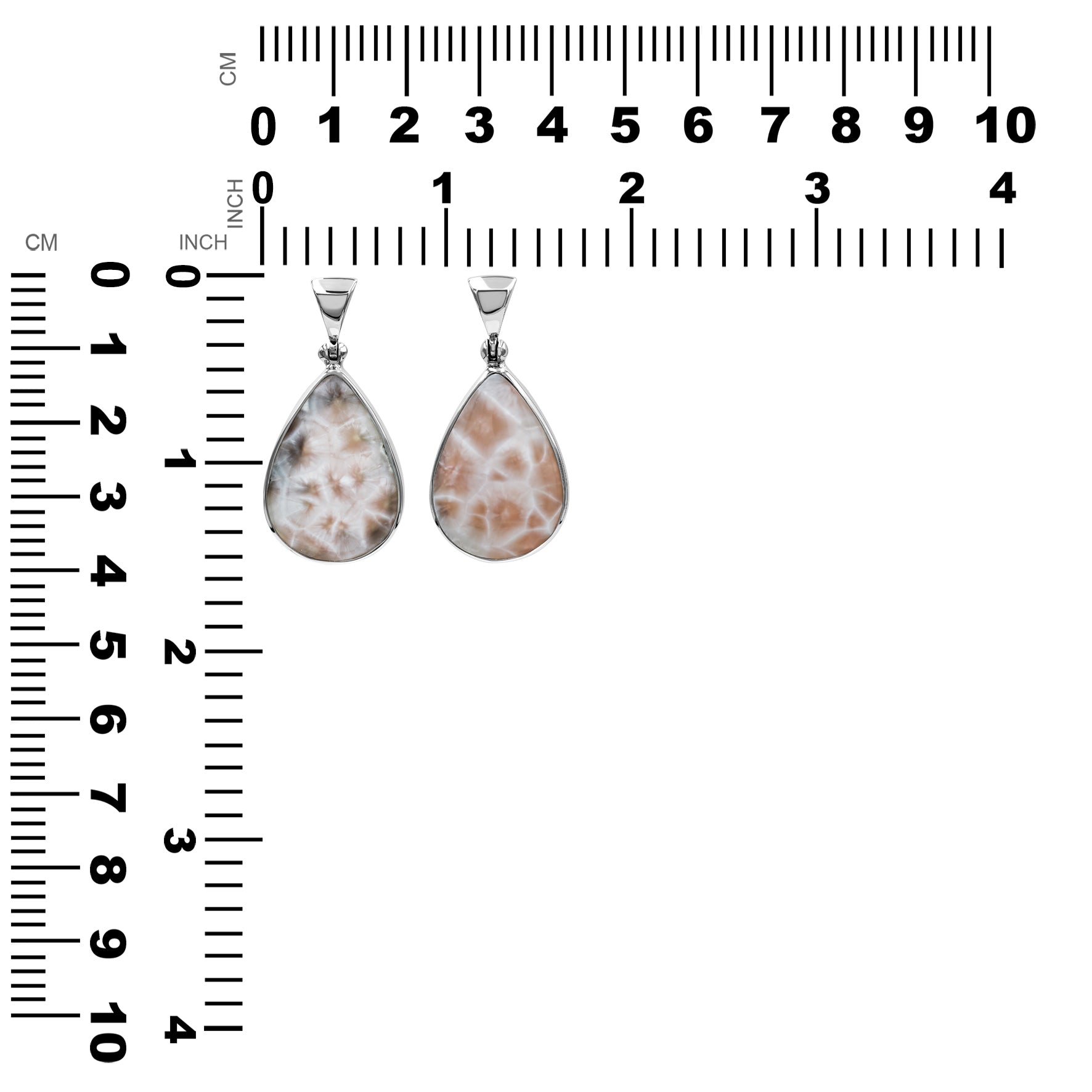 Starborn Pink Natrolite Pear Shaped Pendant in Sterling Silver