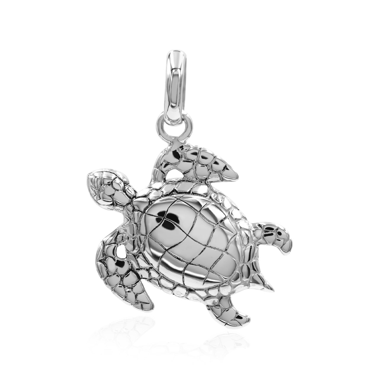 Starborn Pink Natrolite Swimming Sea Turtle Pendant in Sterling Silver