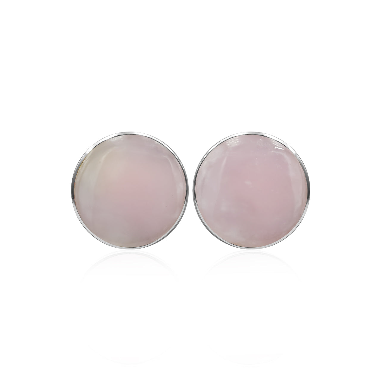 Starborn Pink Opal Round 15 mm Post Style Earrings in Sterling Silver