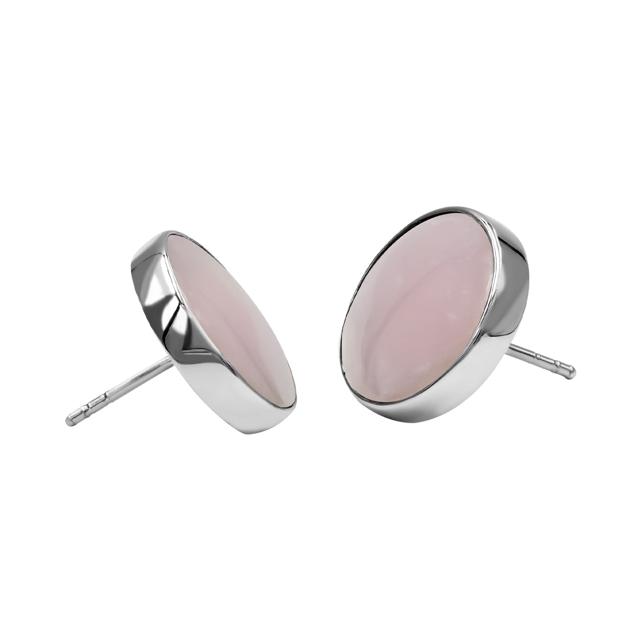 Starborn Pink Opal Round 15 mm Post Style Earrings in Sterling Silver