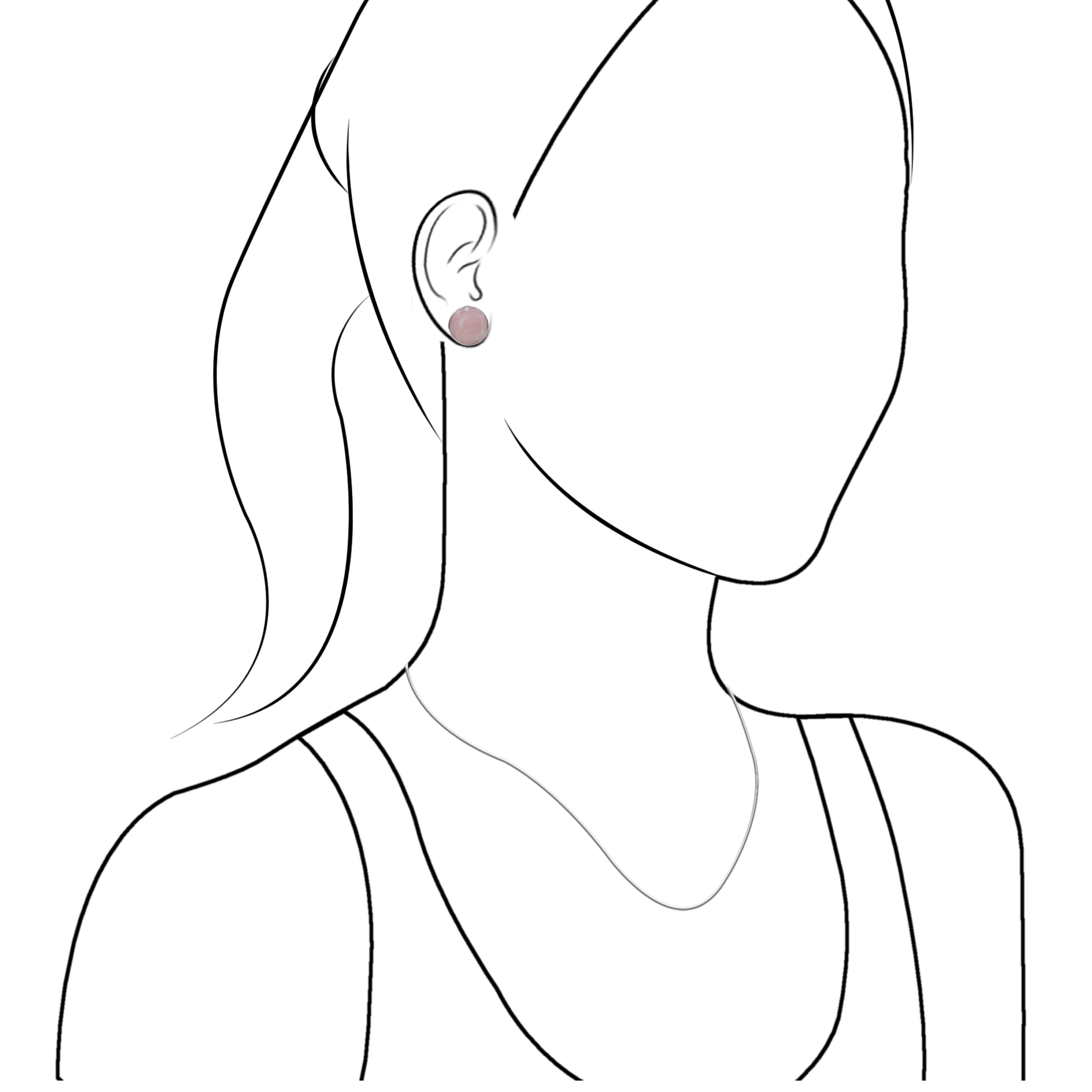 Starborn Pink Opal Round 15 mm Post Style Earrings in Sterling Silver