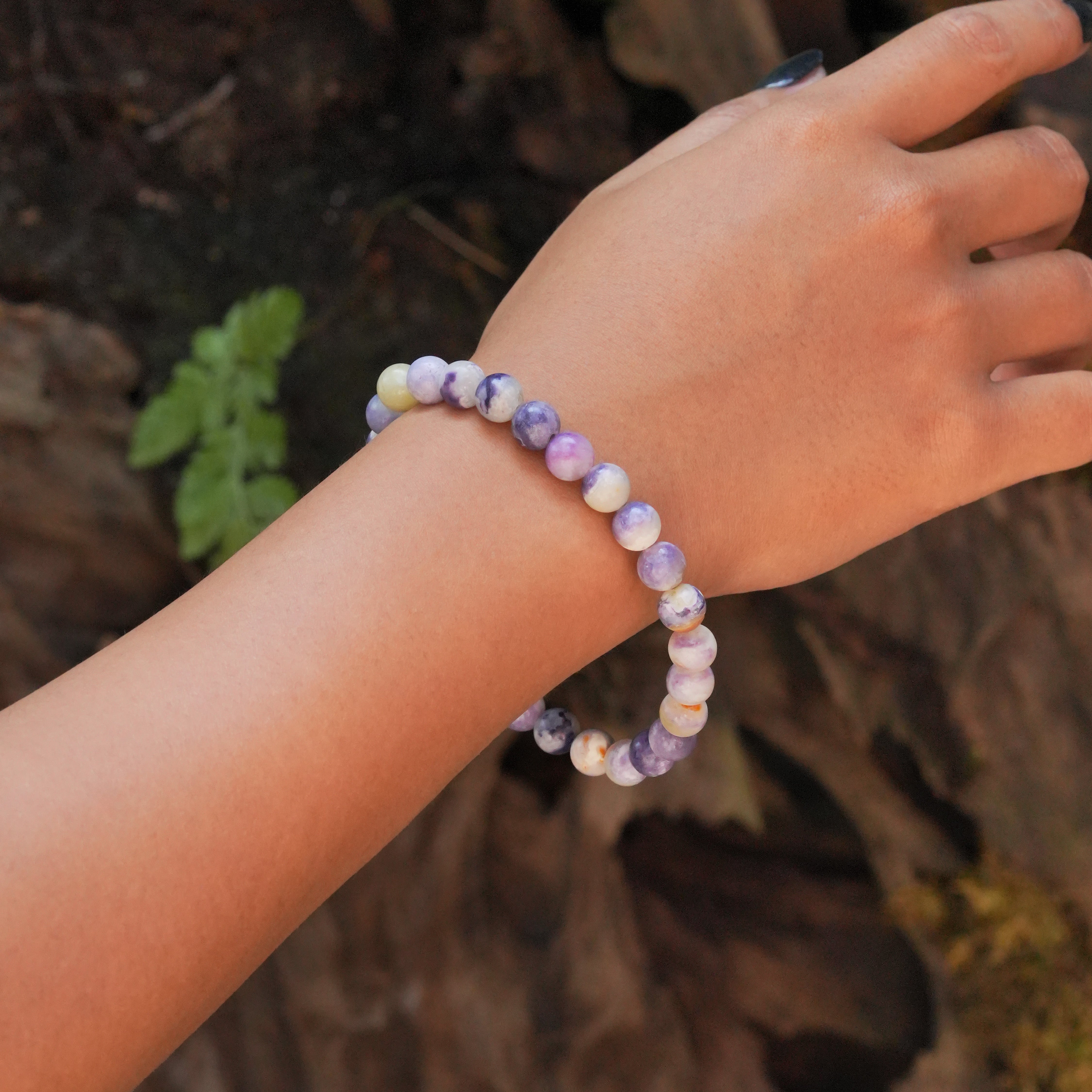Starborn Purple Opal Elastic Beaded Bracelet