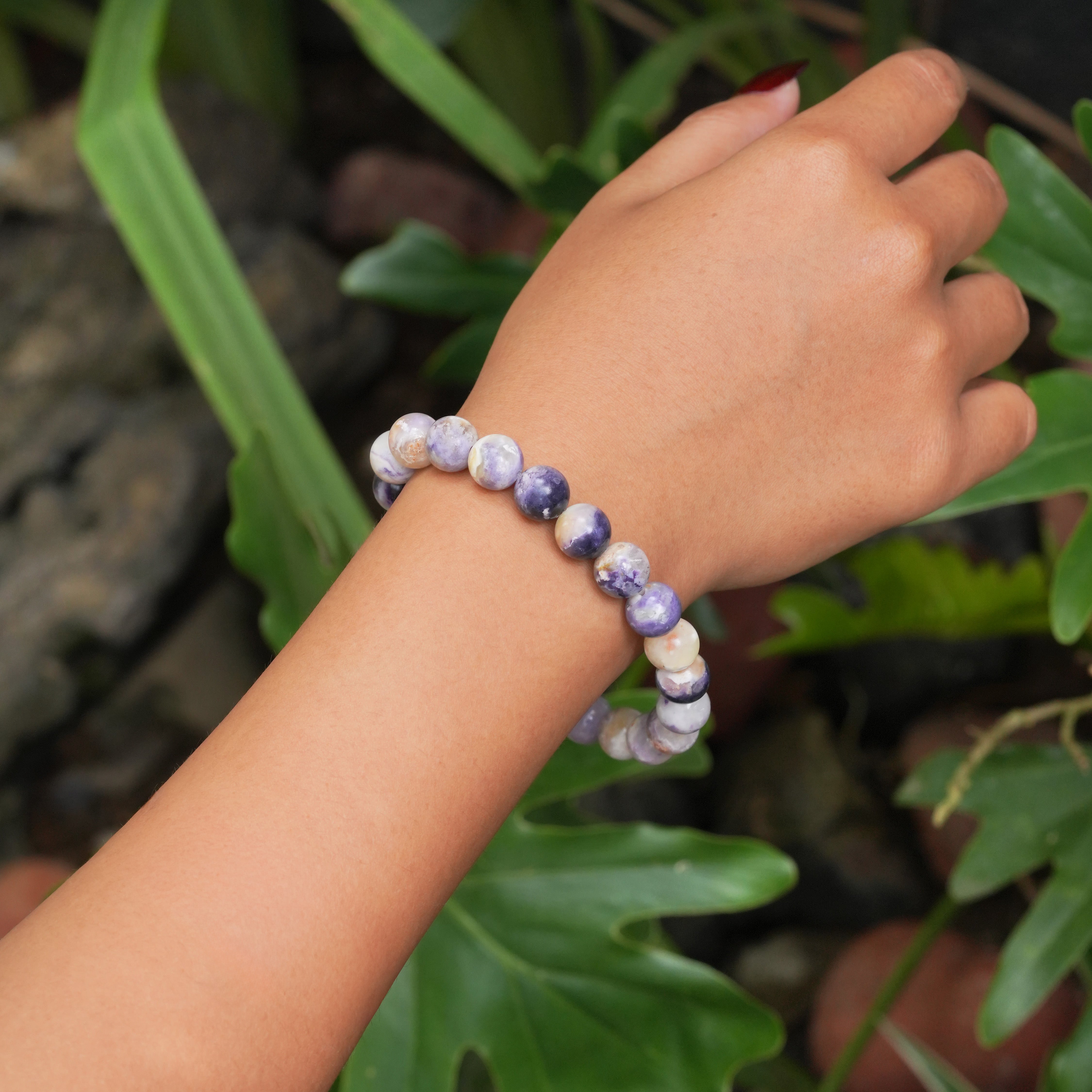 Starborn Purple Opal Elastic Beaded Bracelet