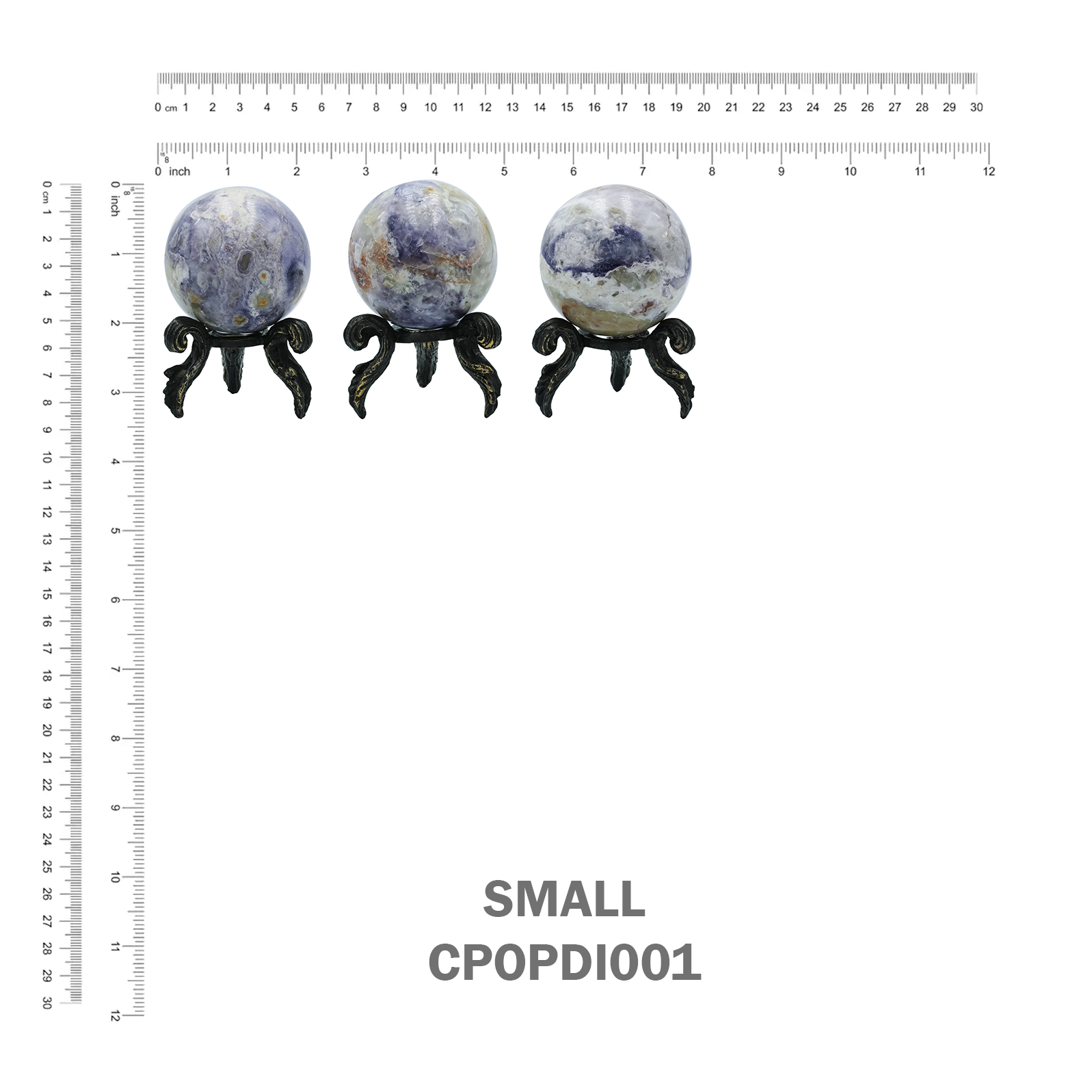 Esfera de ópalo morado Starborn con pantalla decorativa de latón