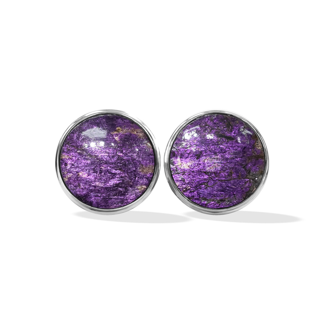 Starborn Gemstones Runde Ohrstecker mit Doppelfassung, 12 mm, Sterlingsilber