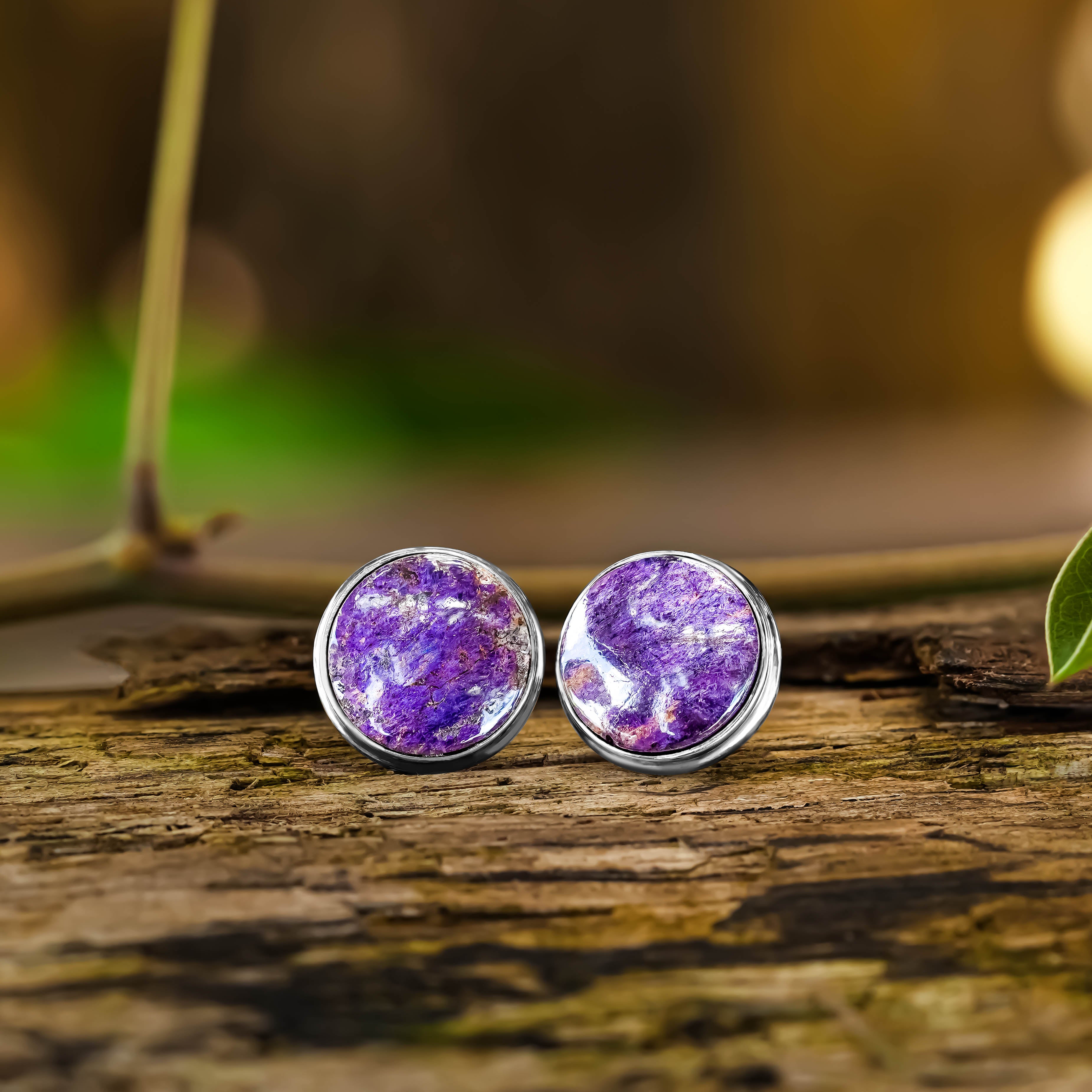 Aretes con forma de poste redondos de 12 mm con doble bisel de Starborn Gemstones en plata de ley