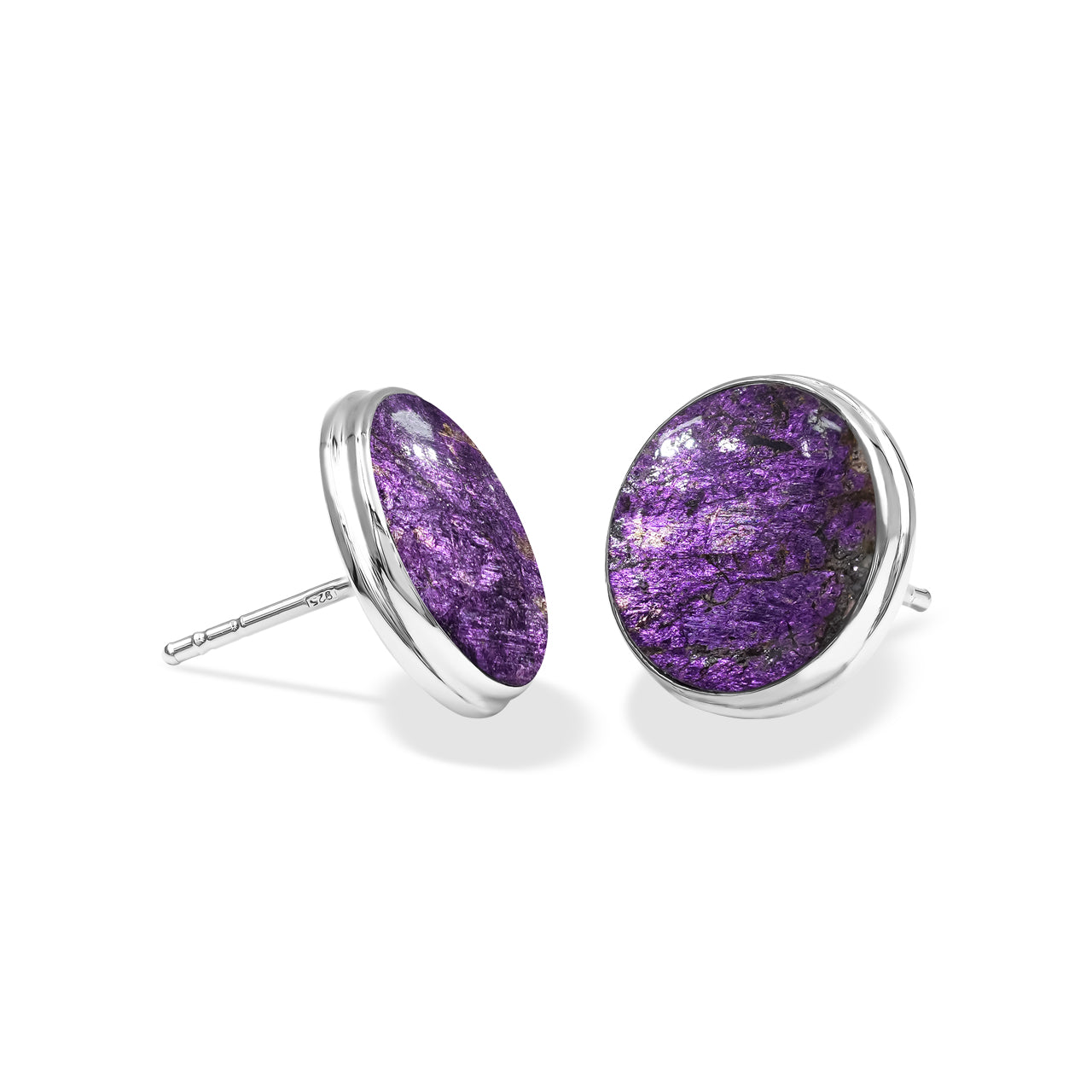 Aretes con forma de poste redondos de 12 mm con doble bisel de Starborn Gemstones en plata de ley