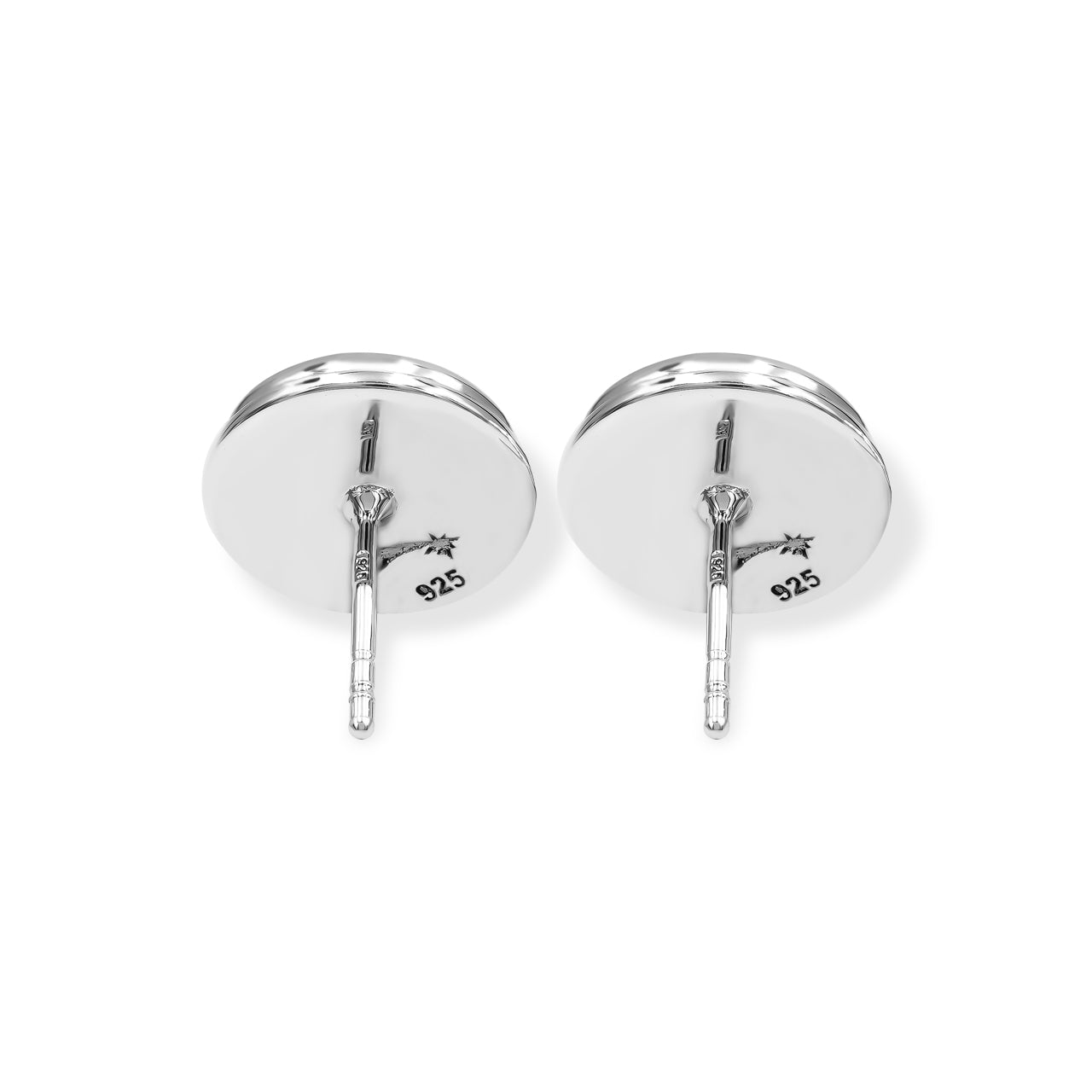 Starborn Purpurite Round Cabochon Double Bezel Post Earrings in Sterling Silver