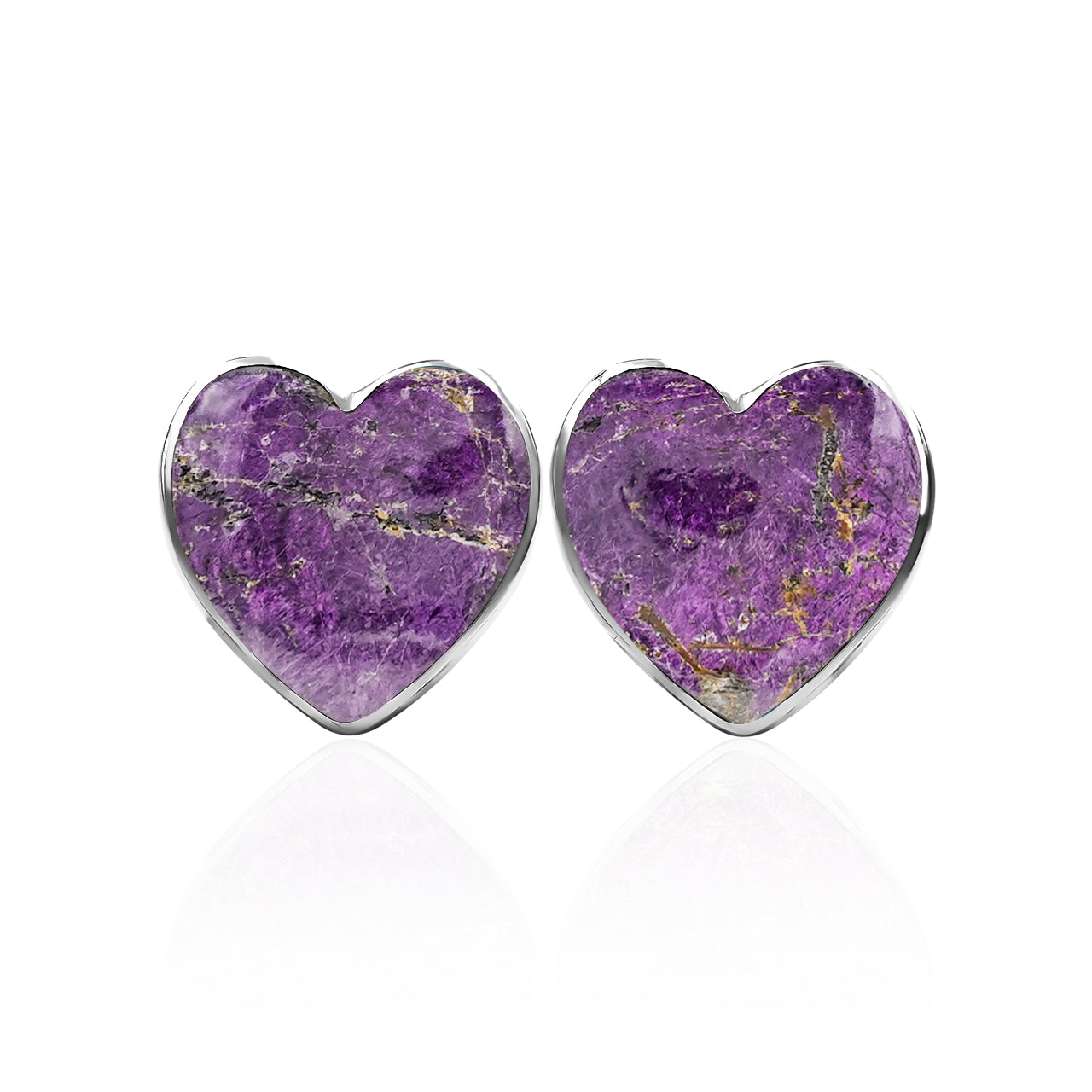 Starborn Heart Gemstone Post Style Earrings in Sterling Silver