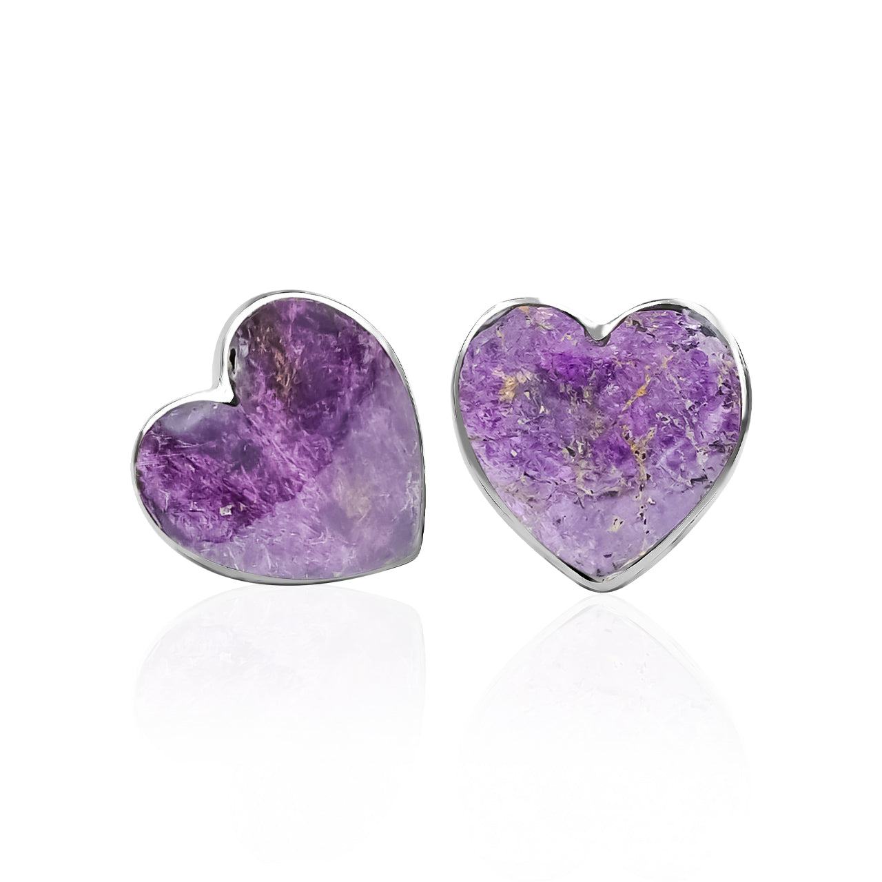 Starborn Heart Gemstone Post Style Earrings in Sterling Silver