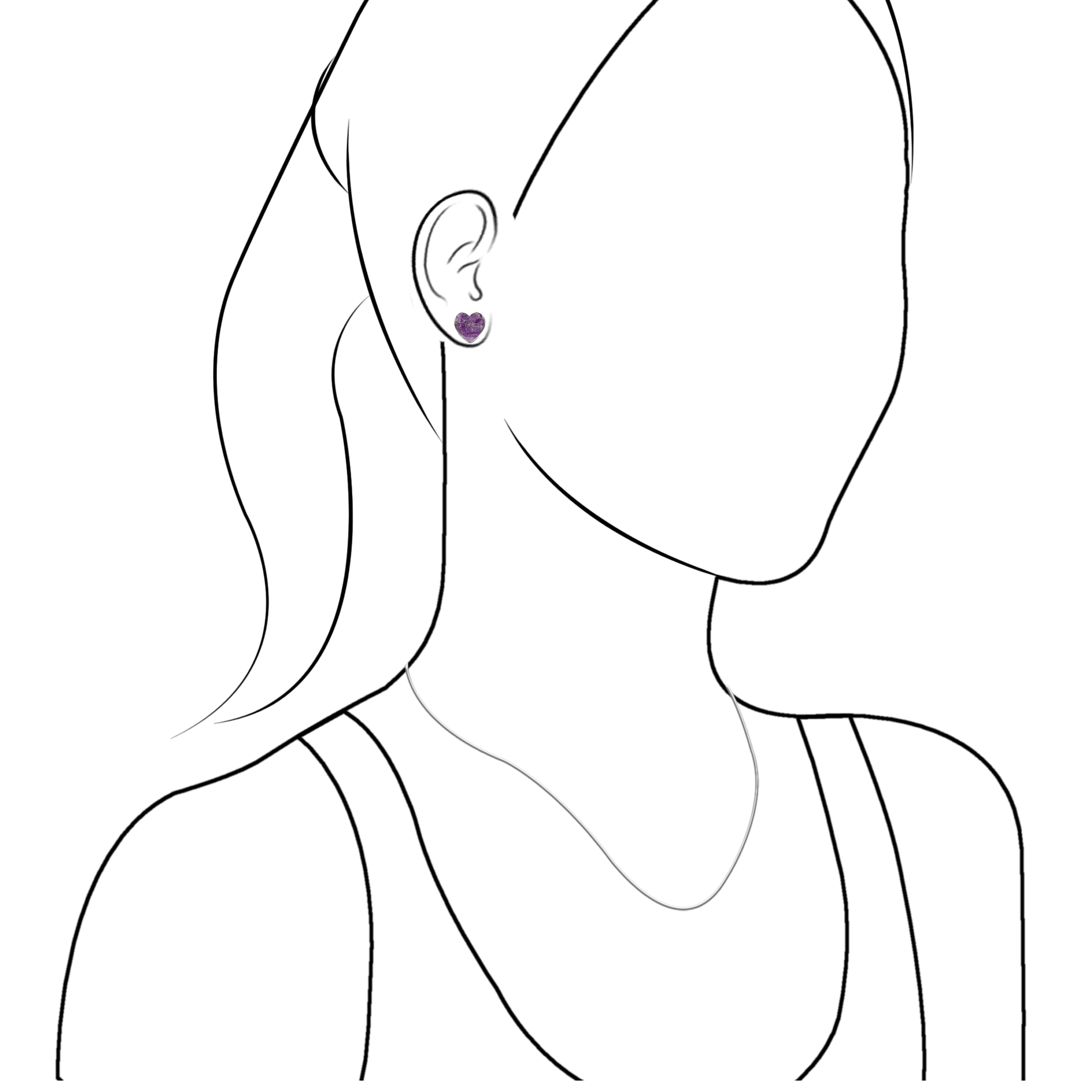 Starborn Heart Gemstone Post Style Earrings in Sterling Silver