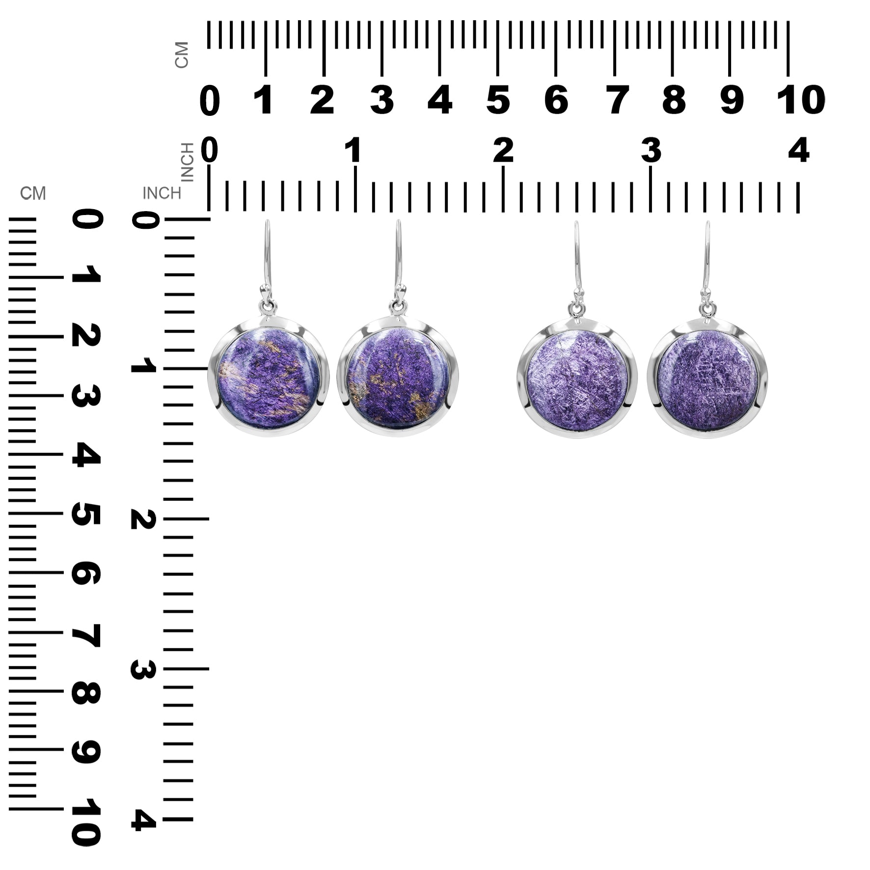 Pendiente estilo medallón con piedras preciosas redondas de 18 mm Starborn en plata de ley - Mediano