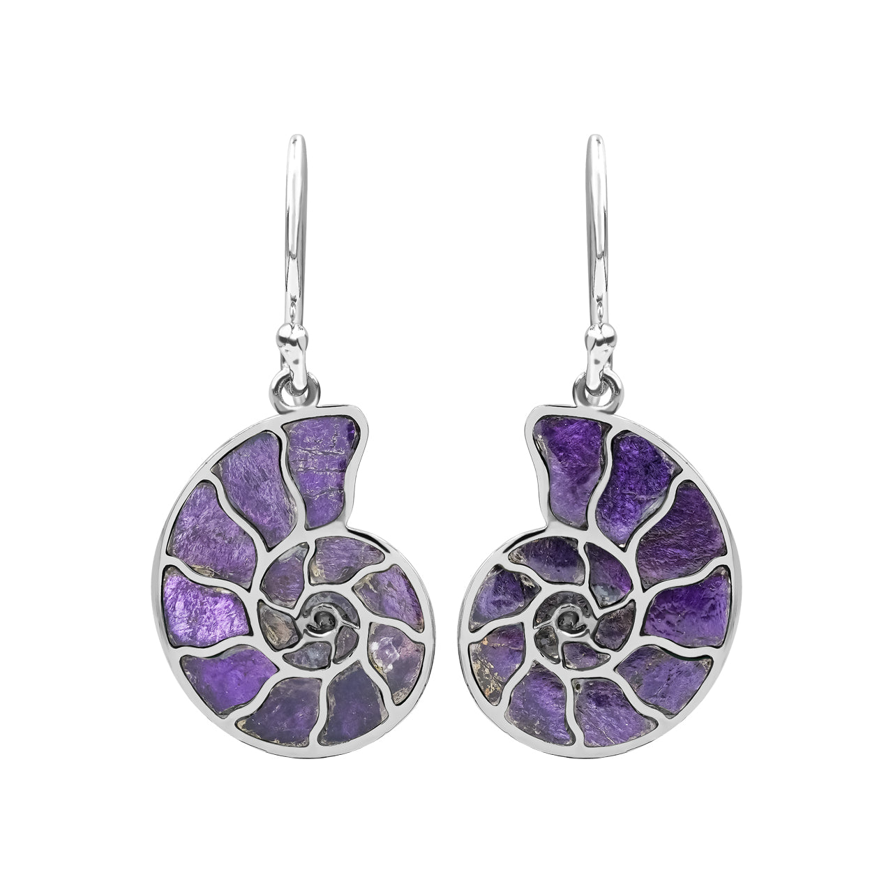 Starborn Ohrring aus Sterlingsilber mit Nautilus-Ammonit und Edelsteineinlage, klein