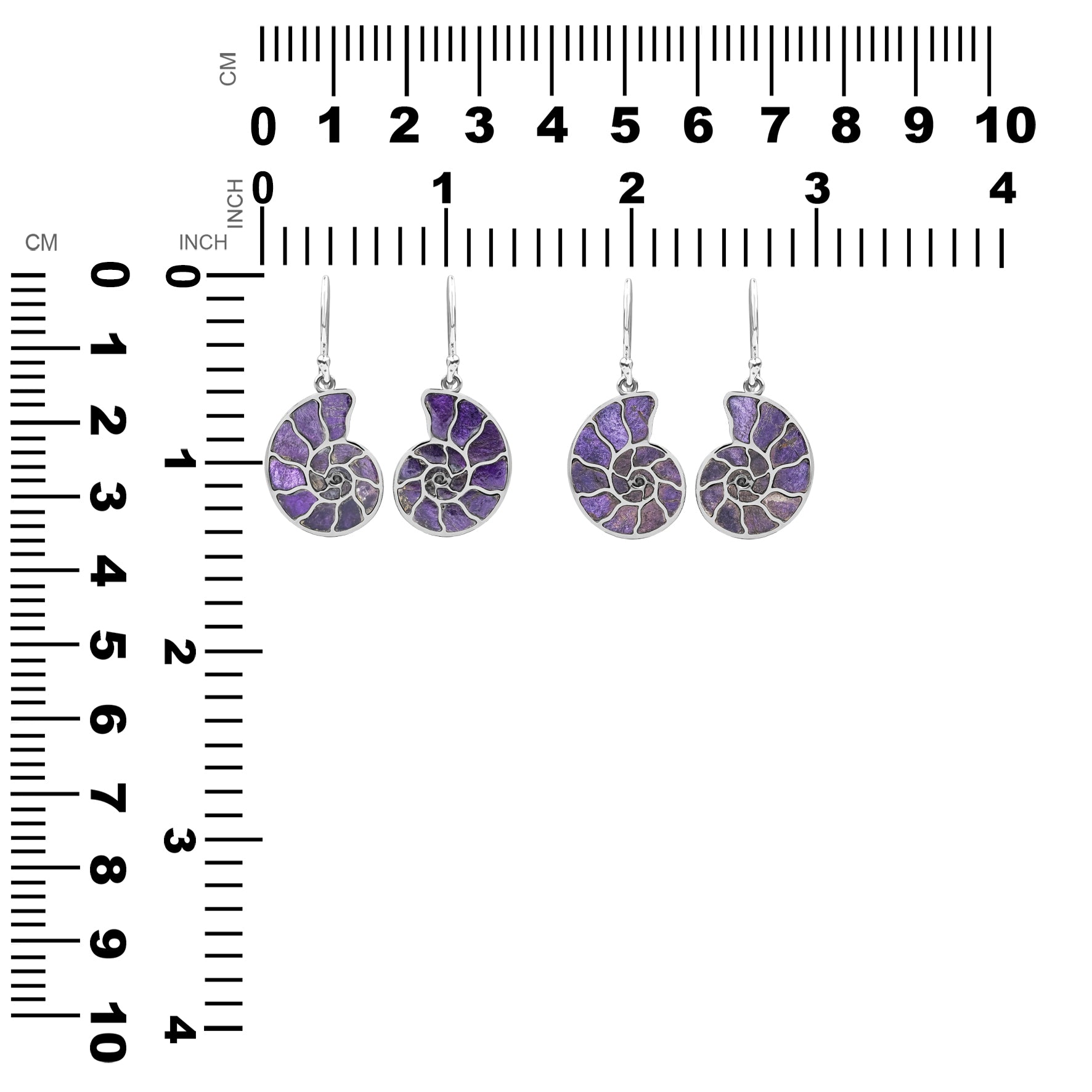 Starborn Ohrring aus Sterlingsilber mit Nautilus-Ammonit und Edelsteineinlage, klein