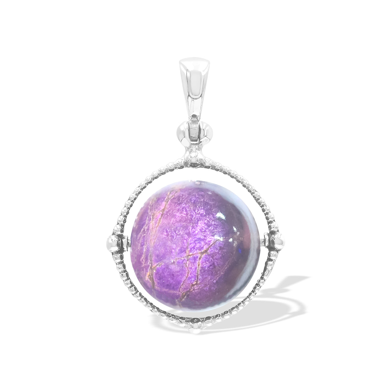 Starborn Purpurite Spinning Tactile Sphere Pendant in Sterling Silver