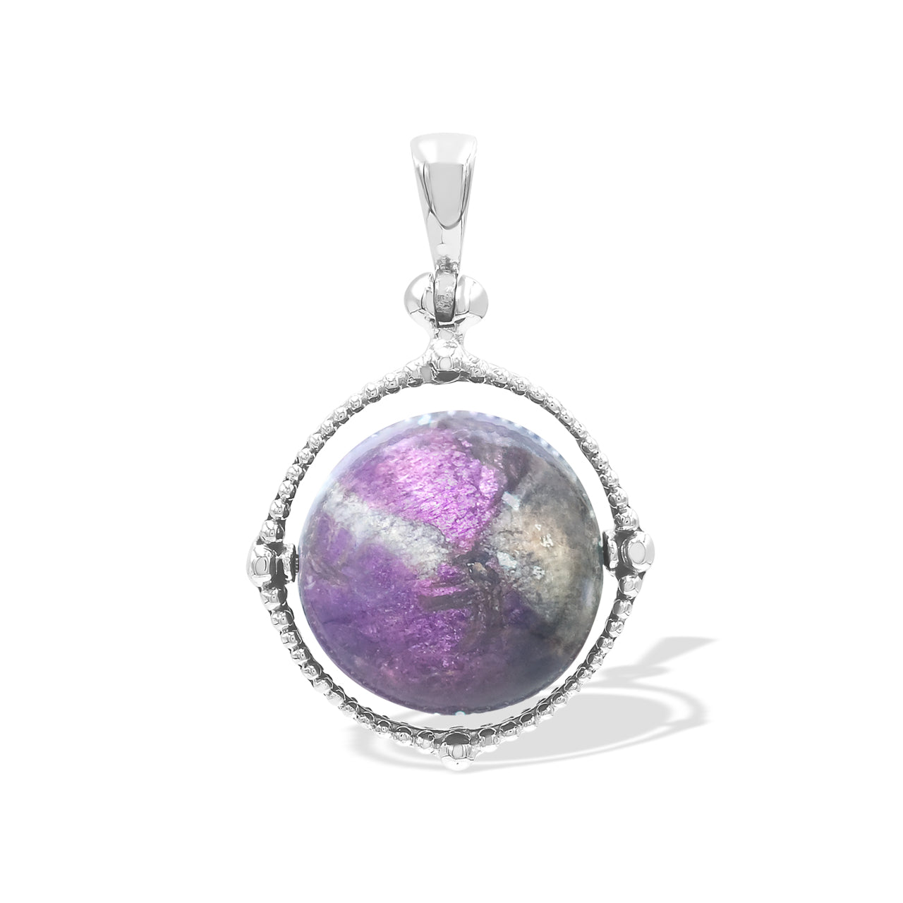 Starborn Purpurite Spinning Tactile Sphere Pendant in Sterling Silver