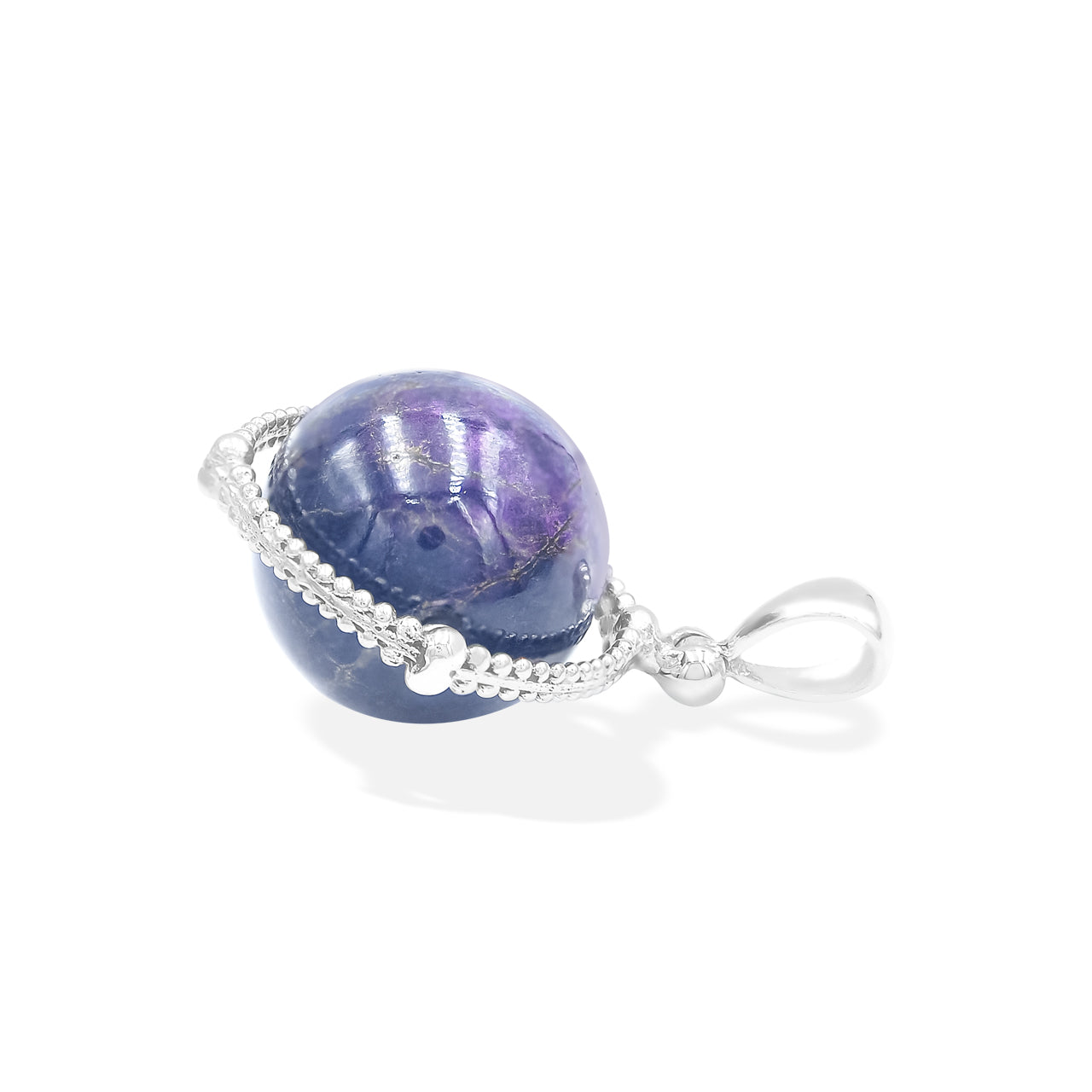 Starborn Purpurite Spinning Tactile Sphere Pendant in Sterling Silver